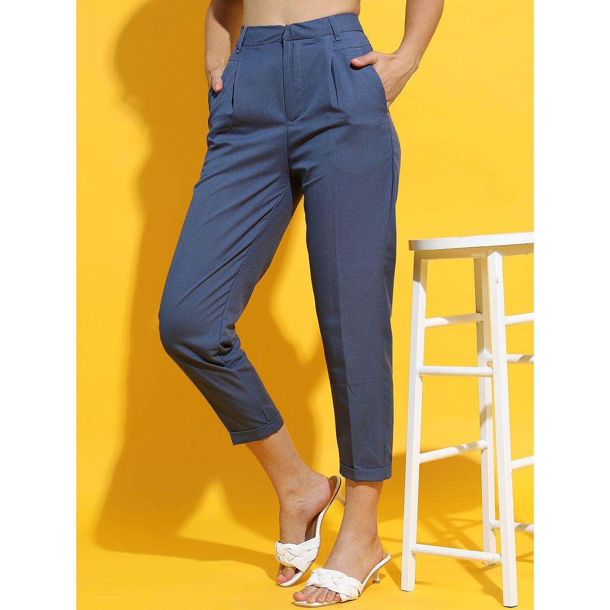 Tokyo Talkies X Styli Solid High Rise Tapered Fit Crop Trousers-women-clothing-bottoms-trousers-image-1