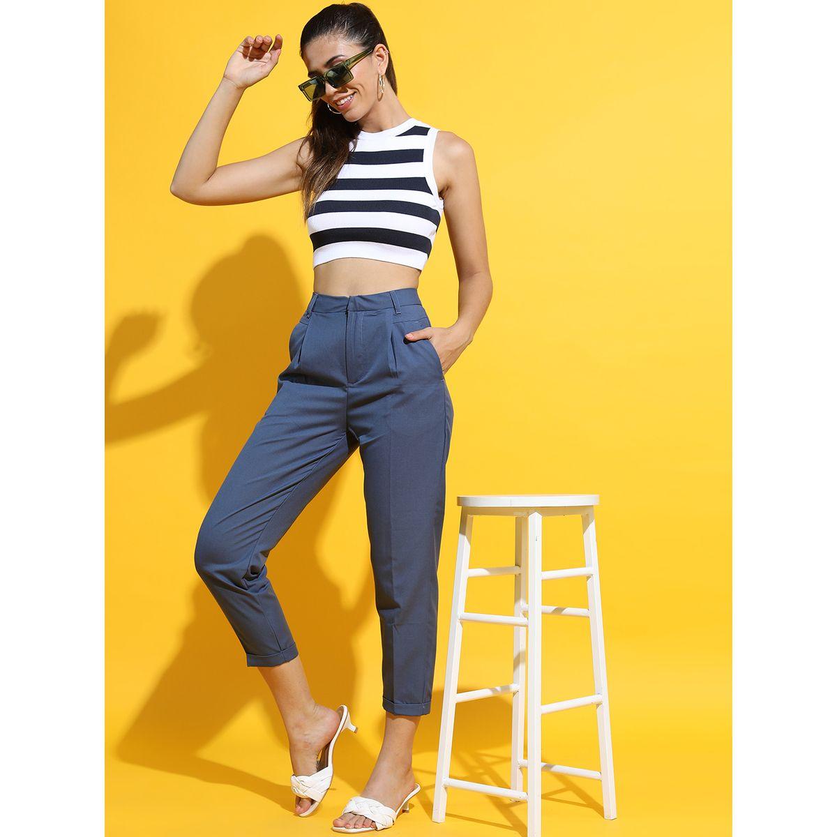 Tokyo Talkies X Styli Solid High Rise Tapered Fit Crop Trousers-women-clothing-bottoms-trousers-image-5