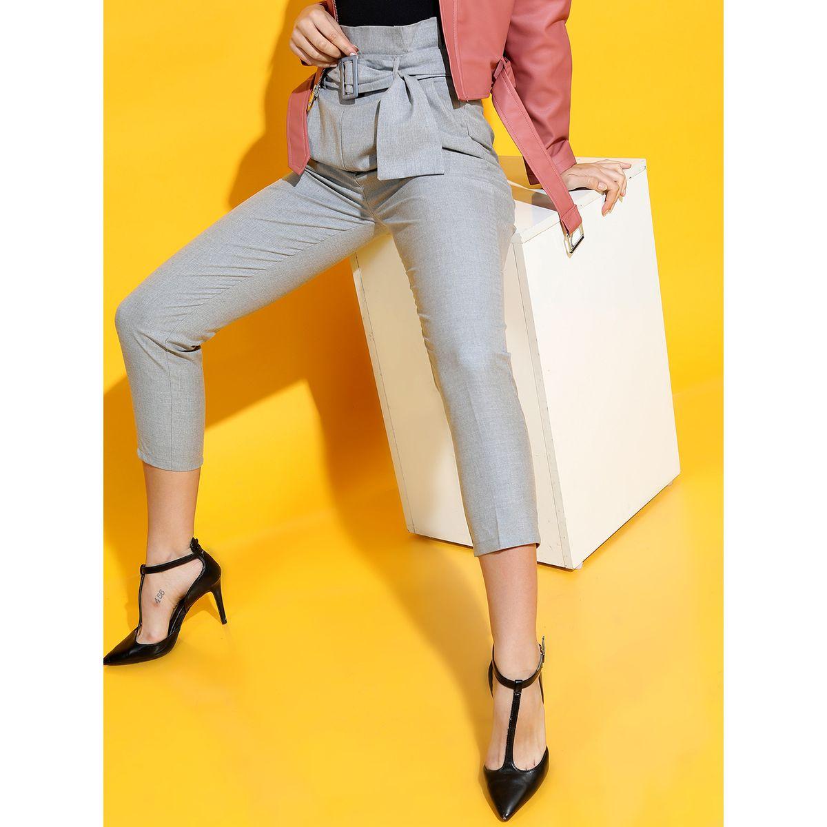 بنطال سادة بقصة مستدقة وخصر عالي مع حزام طوكيو توكيز × ستايلي-women-clothing-bottoms-trousers-image-1