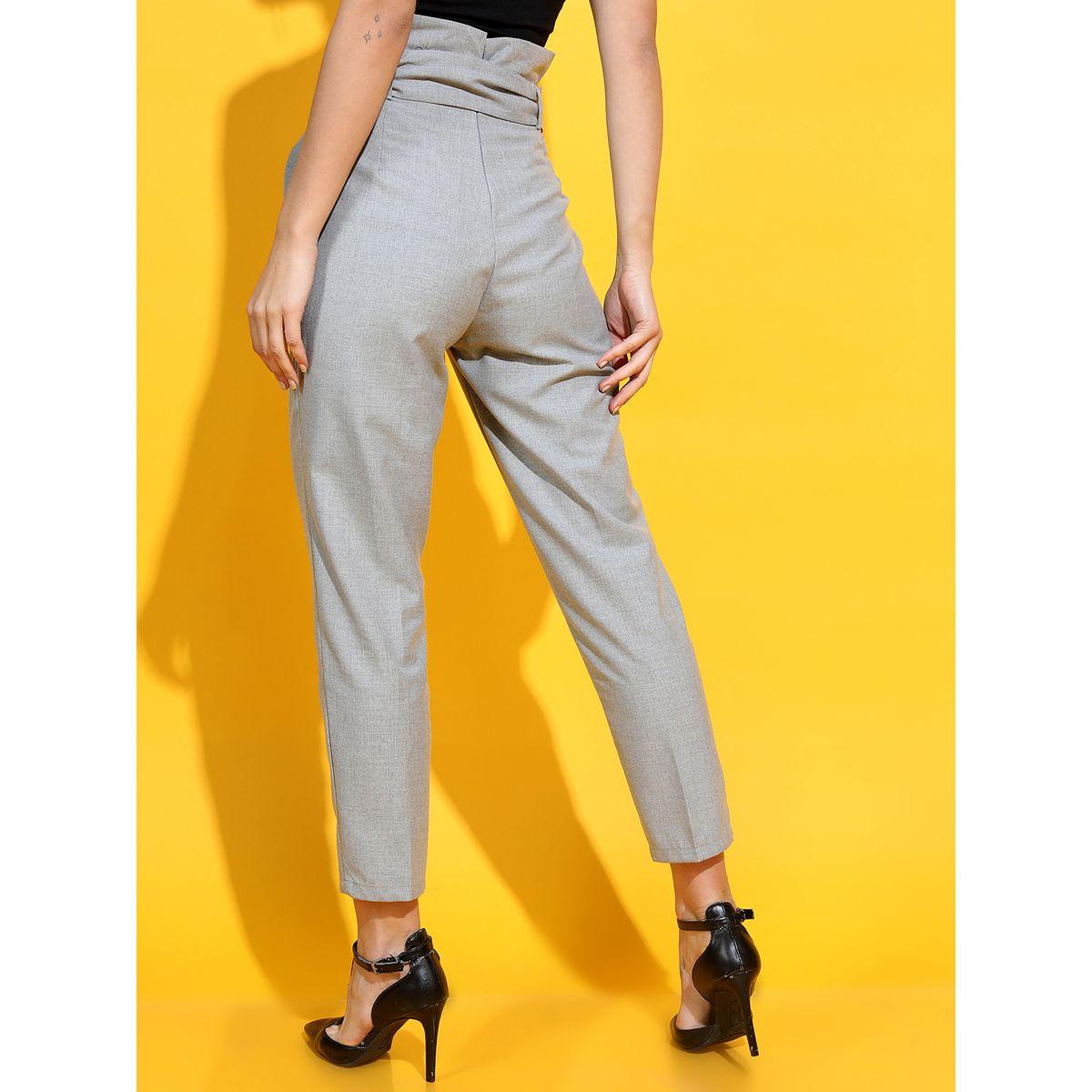 Tokyo Talkies X Styli Solid High Rise Tapered Fit Trousers with Belt-women-clothing-bottoms-trousers-image-3
