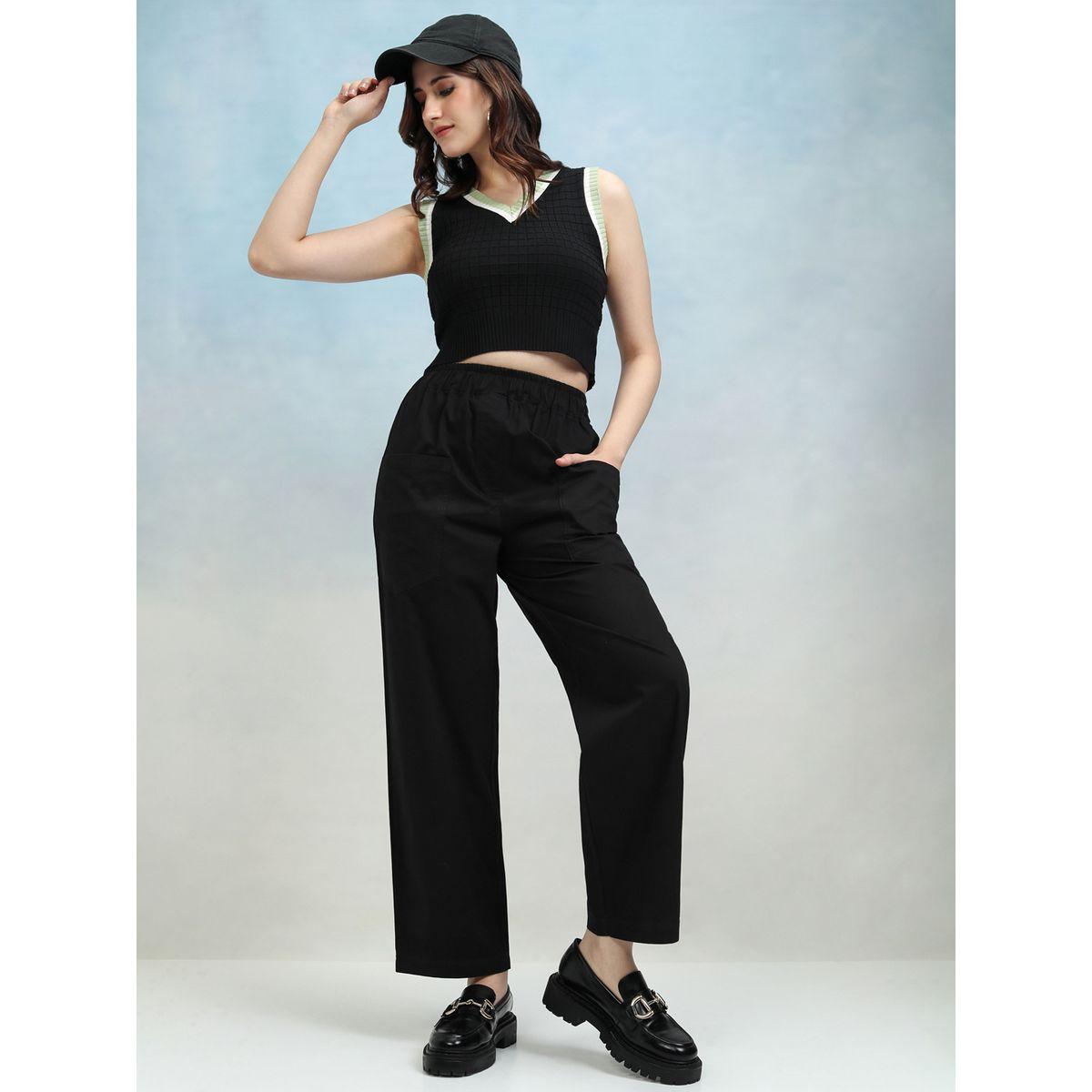 بنطال سادة بخصر متوسط وأرجل مستقيمة طوكيو توكيز × ستايلي-women-clothing-bottoms-trousers-image-2