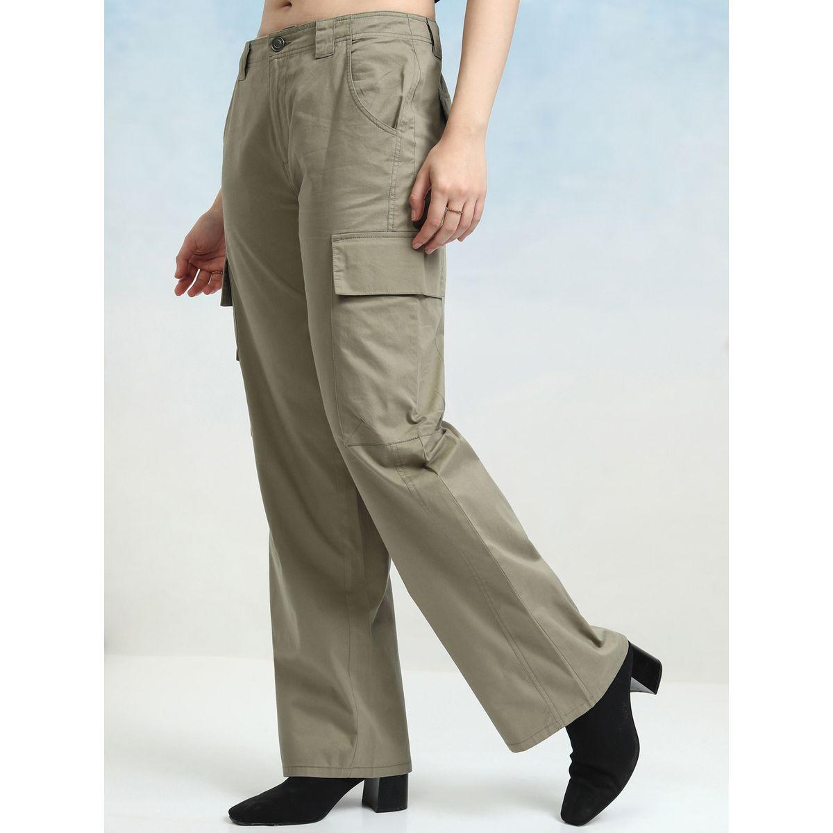 بنطال سادة بأرجل مستقيمة وخصر متوسط مع جيوب طوكيو توكيز × ستايلي-women-clothing-bottoms-trousers-image-4