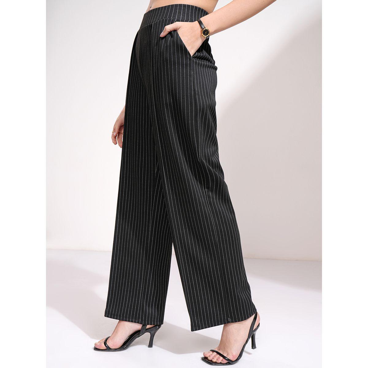 بنطال مخطط بقصة مستقيمة وتفاصيل مدروزة طوكيو توكيز × ستايلي-women-clothing-bottoms-trousers-image-4