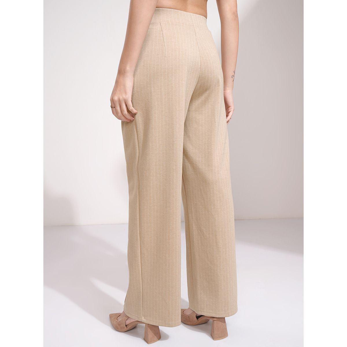 بنطال مخطط بقصة مستقيمة وتفاصيل مدروزة طوكيو توكيز × ستايلي-women-clothing-bottoms-trousers-image-3