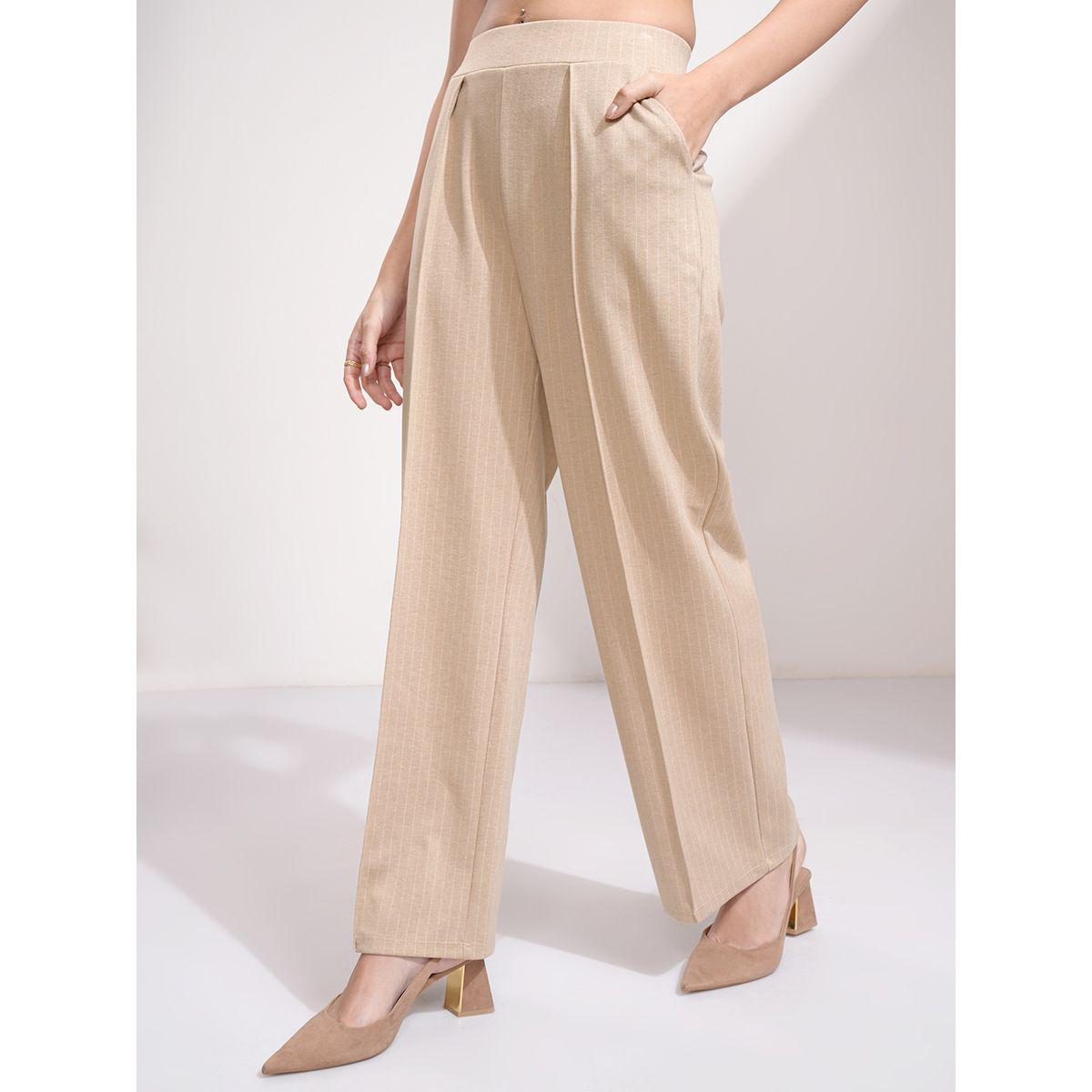 بنطال مخطط بقصة مستقيمة وتفاصيل مدروزة طوكيو توكيز × ستايلي-women-clothing-bottoms-trousers-image-4