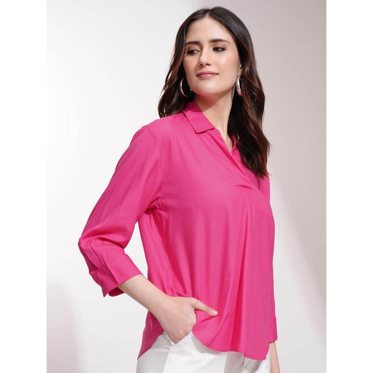Tokyo Talkies X Styli Solid Curved Hem Collared Blouse-women-clothing-shirtsandblouses-blouses-image-6