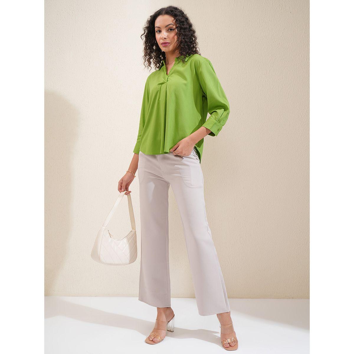 بلوزة سادة بحافة منحنية وتفاصيل ياقة طوكيو توكيز × ستايلي-women-clothing-shirtsandblouses-blouses-image-2