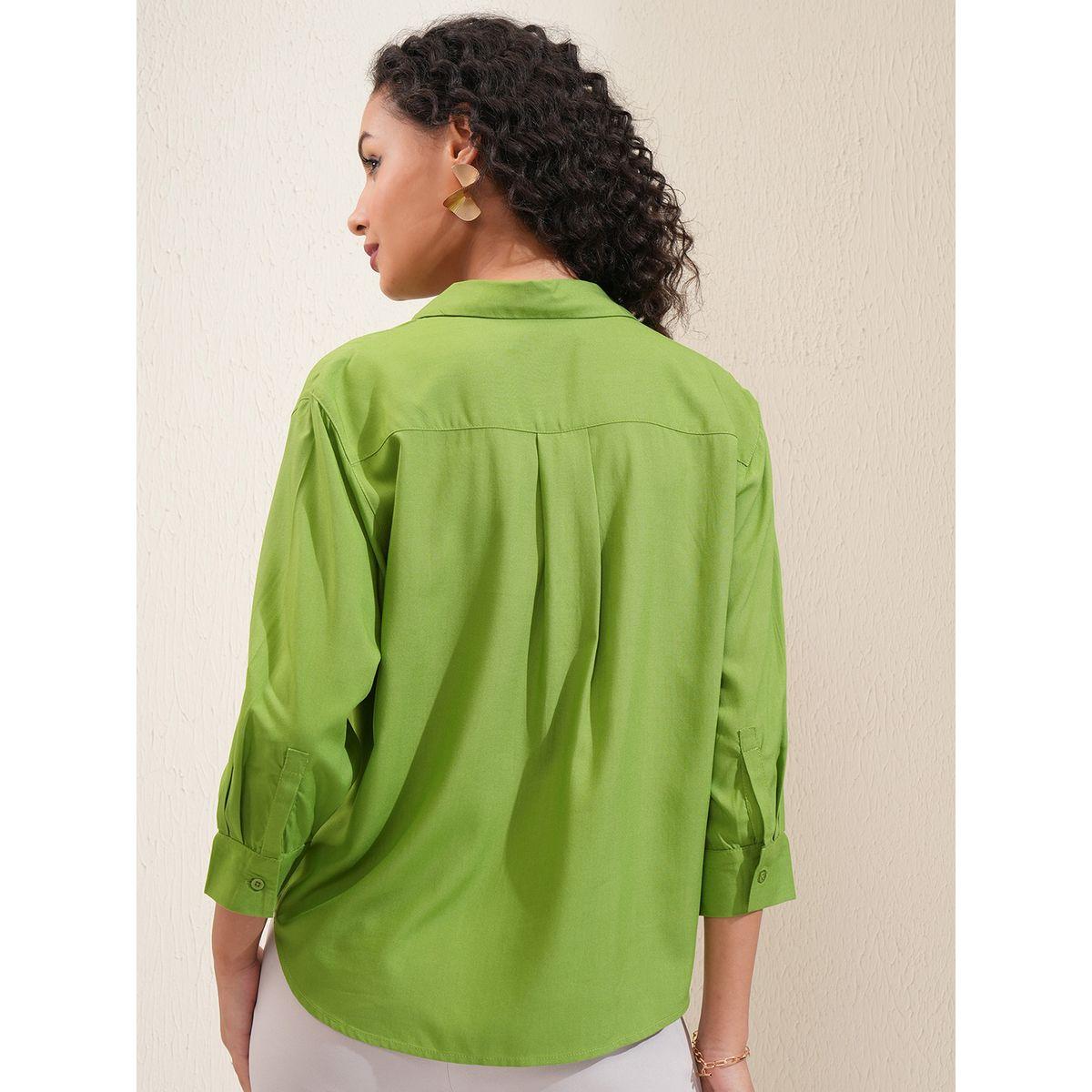 Tokyo Talkies X Styli Solid Curved Hem Collared Blouse-women-clothing-shirtsandblouses-blouses-image-3