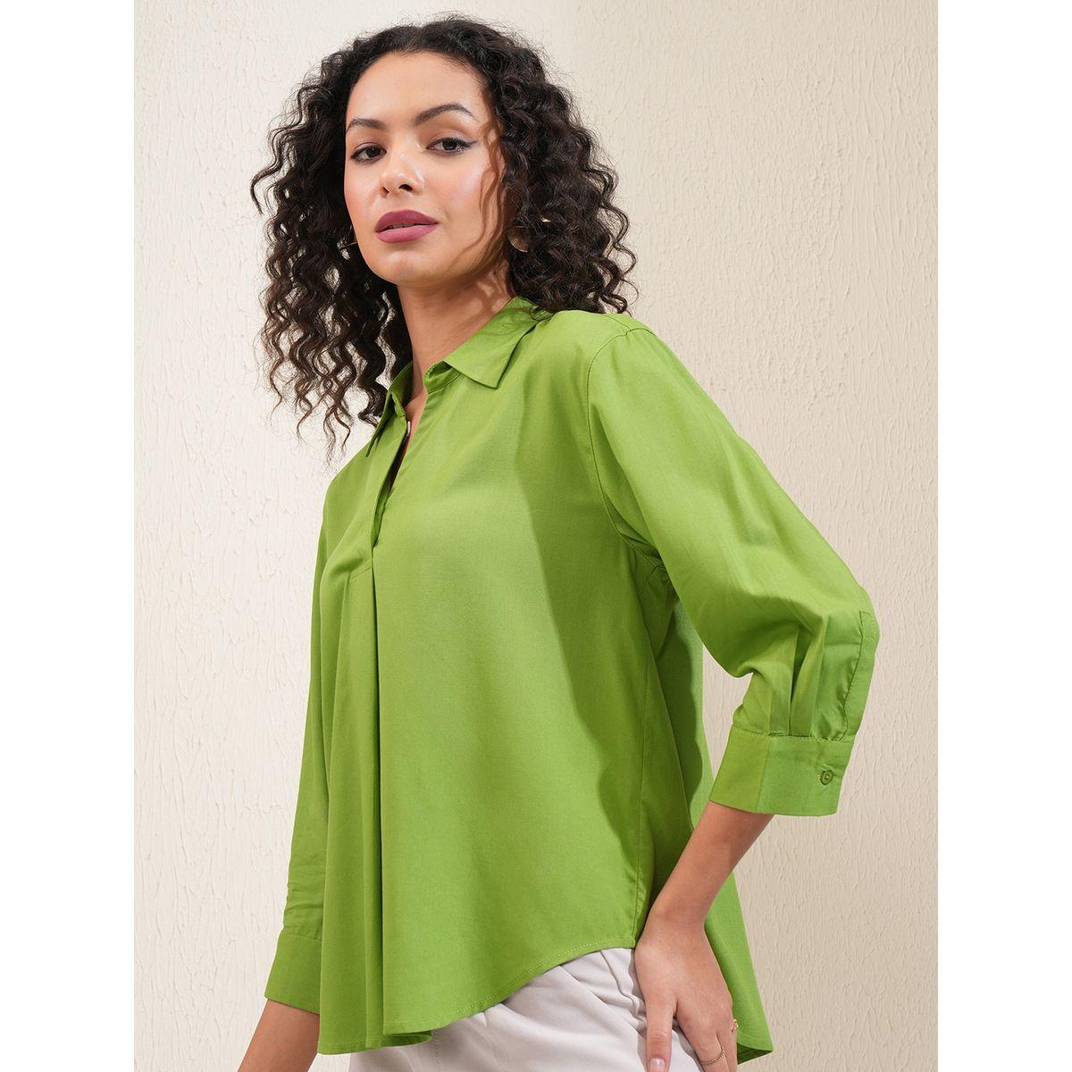 بلوزة سادة بحافة منحنية وتفاصيل ياقة طوكيو توكيز × ستايلي-women-clothing-shirtsandblouses-blouses-image-4