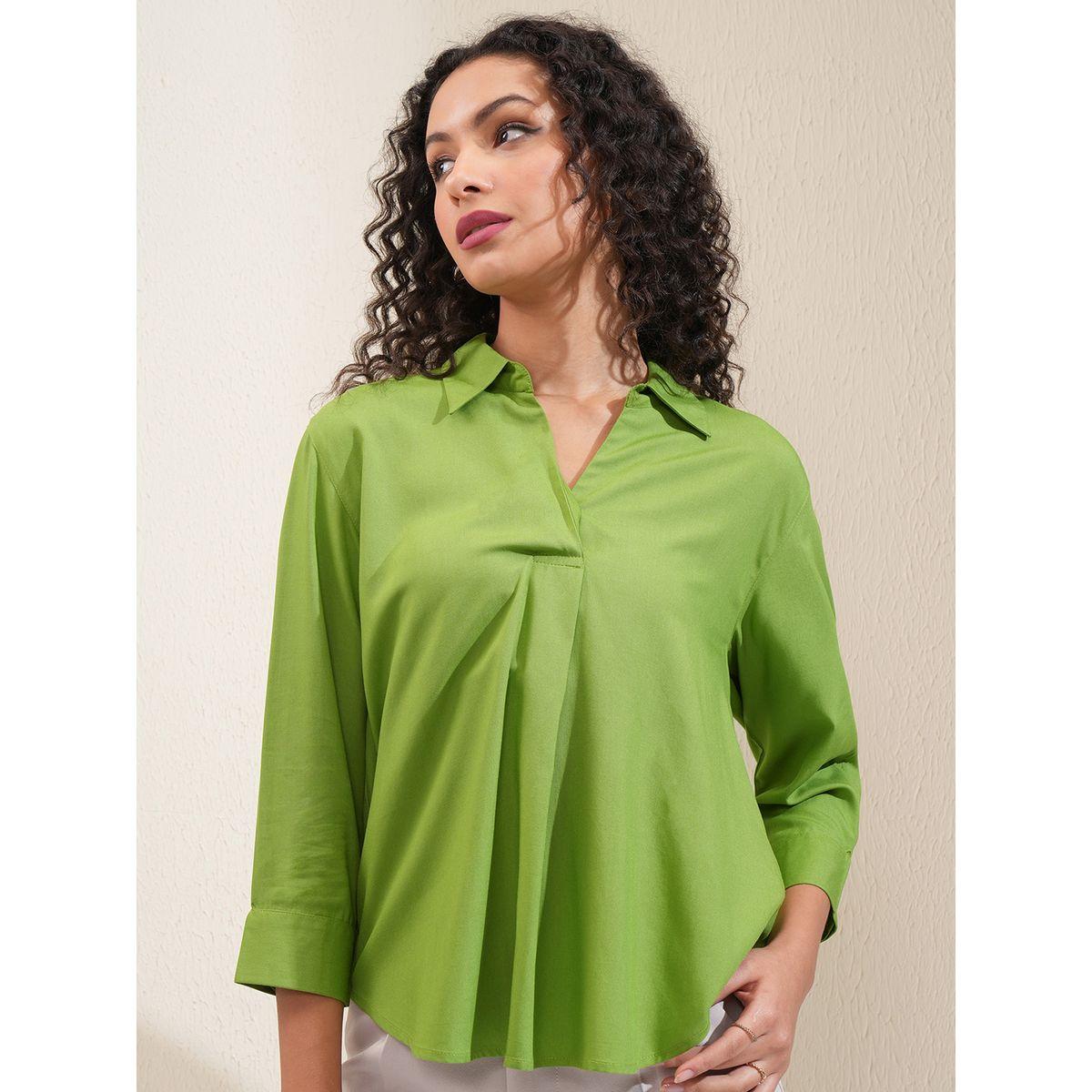 Tokyo Talkies X Styli Solid Curved Hem Collared Blouse-women-clothing-shirtsandblouses-blouses-image-6
