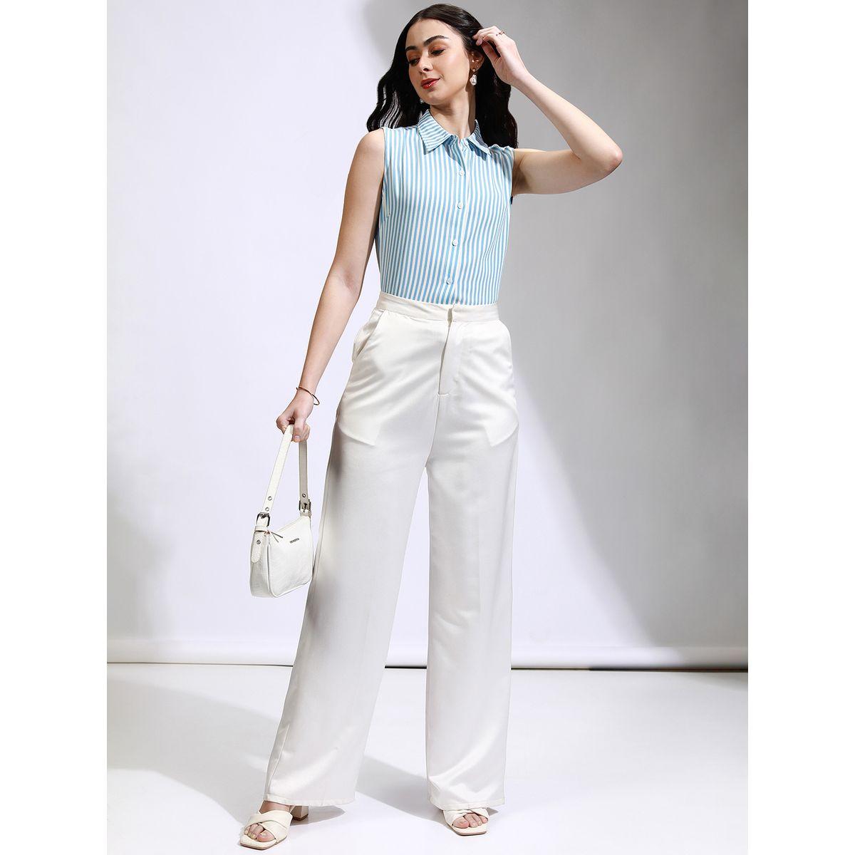 بلوزة مخططة بدون أكمام مع ياقة طوكيو توكيز × ستايلي-women-clothing-shirtsandblouses-shirts-image-2