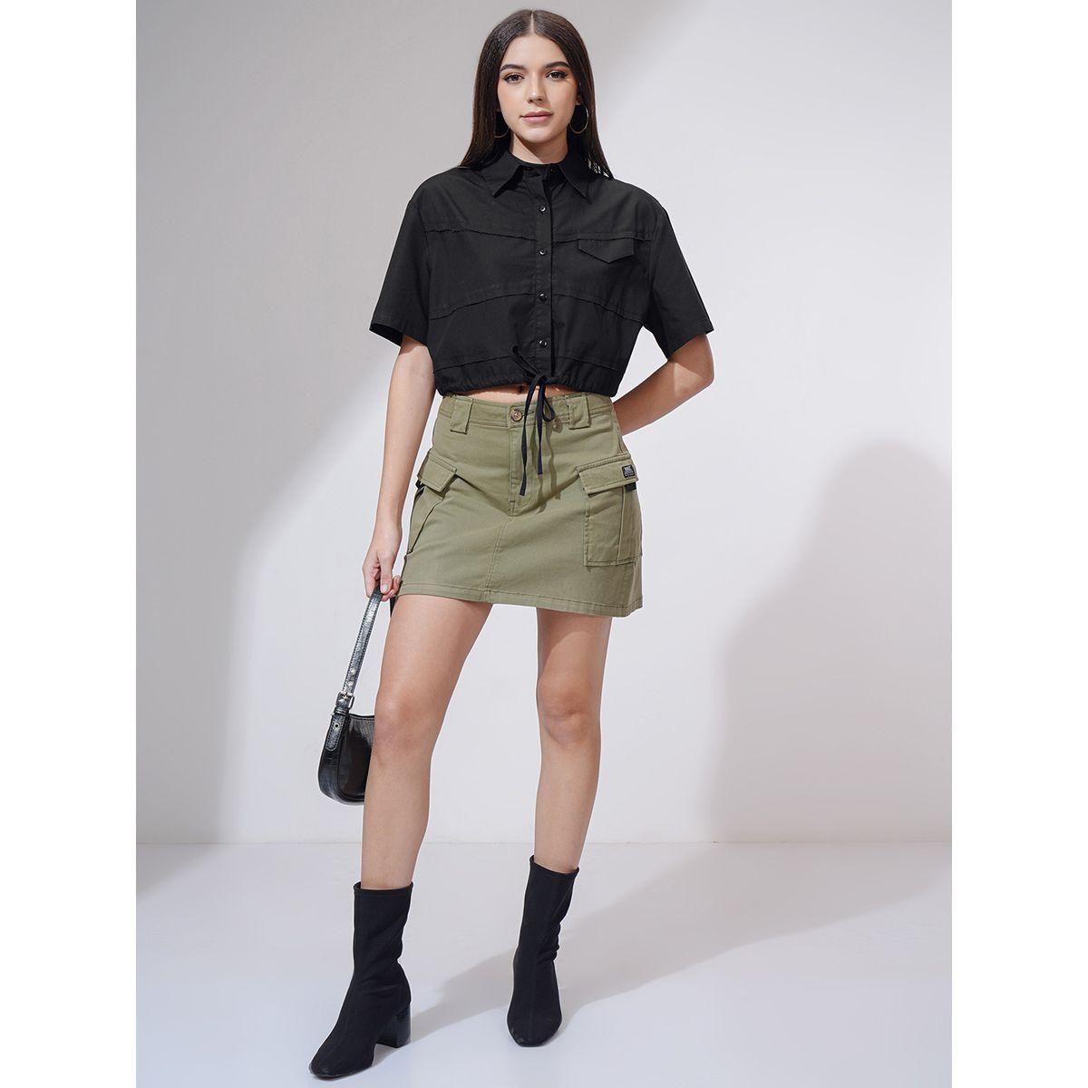Tokyo Talkies X Styli Buttoned Collared Crop Shirt with Drawstring-women-clothing-tshirts-image-2
