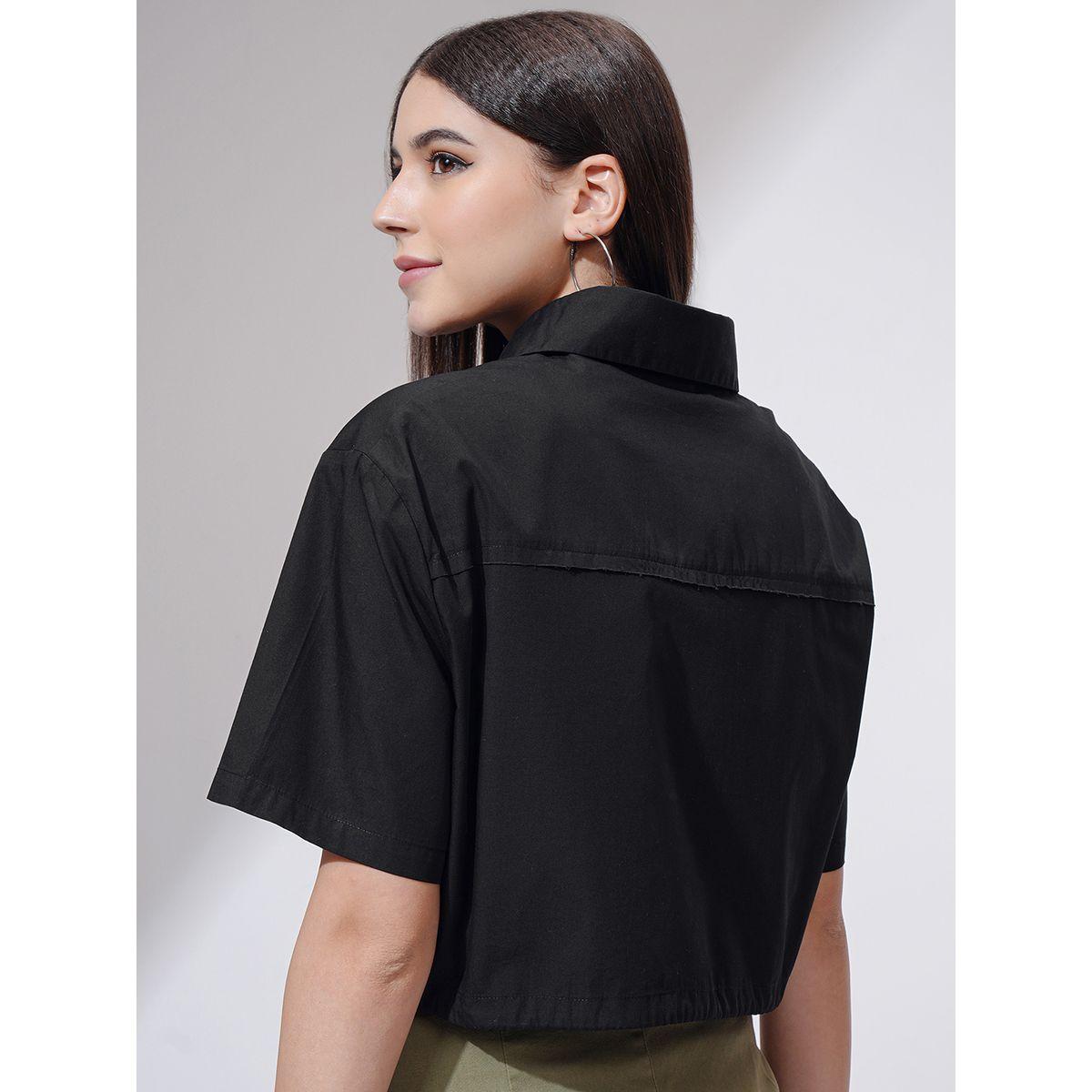 Tokyo Talkies X Styli Buttoned Collared Crop Shirt with Drawstring-women-clothing-tshirts-image-3