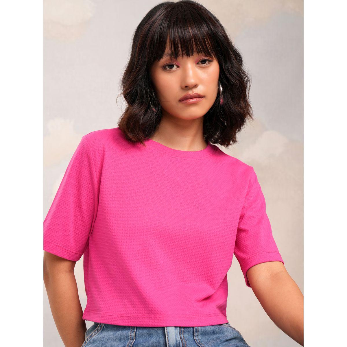 Tokyo Talkies X Styli Solid Round Neck Crop Top-women-clothing-tshirts-image-1