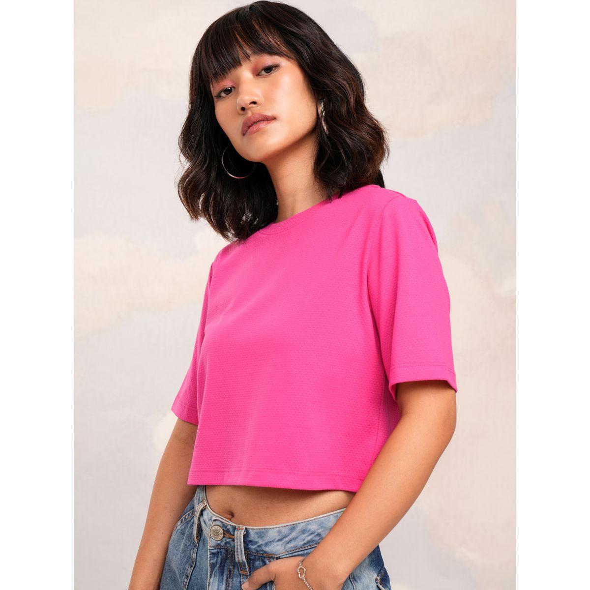 بلوزة سادة قصيرة بياقة دائرية طوكيو توكيز × ستايلي-women-clothing-tshirts-image-4