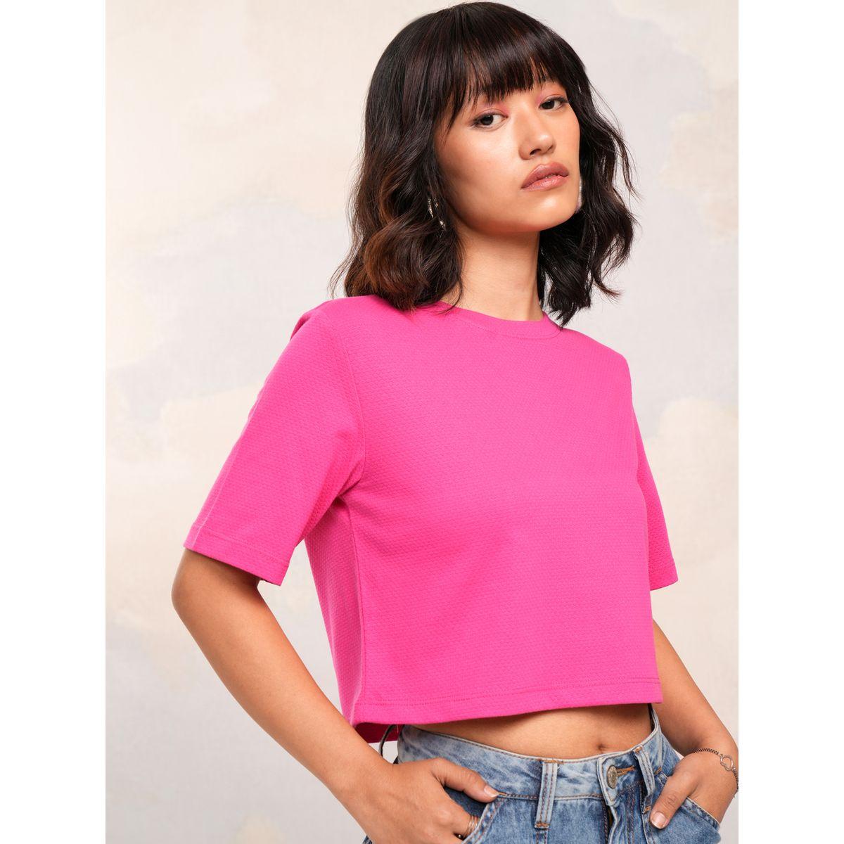 بلوزة سادة قصيرة بياقة دائرية طوكيو توكيز × ستايلي-women-clothing-tshirts-image-6