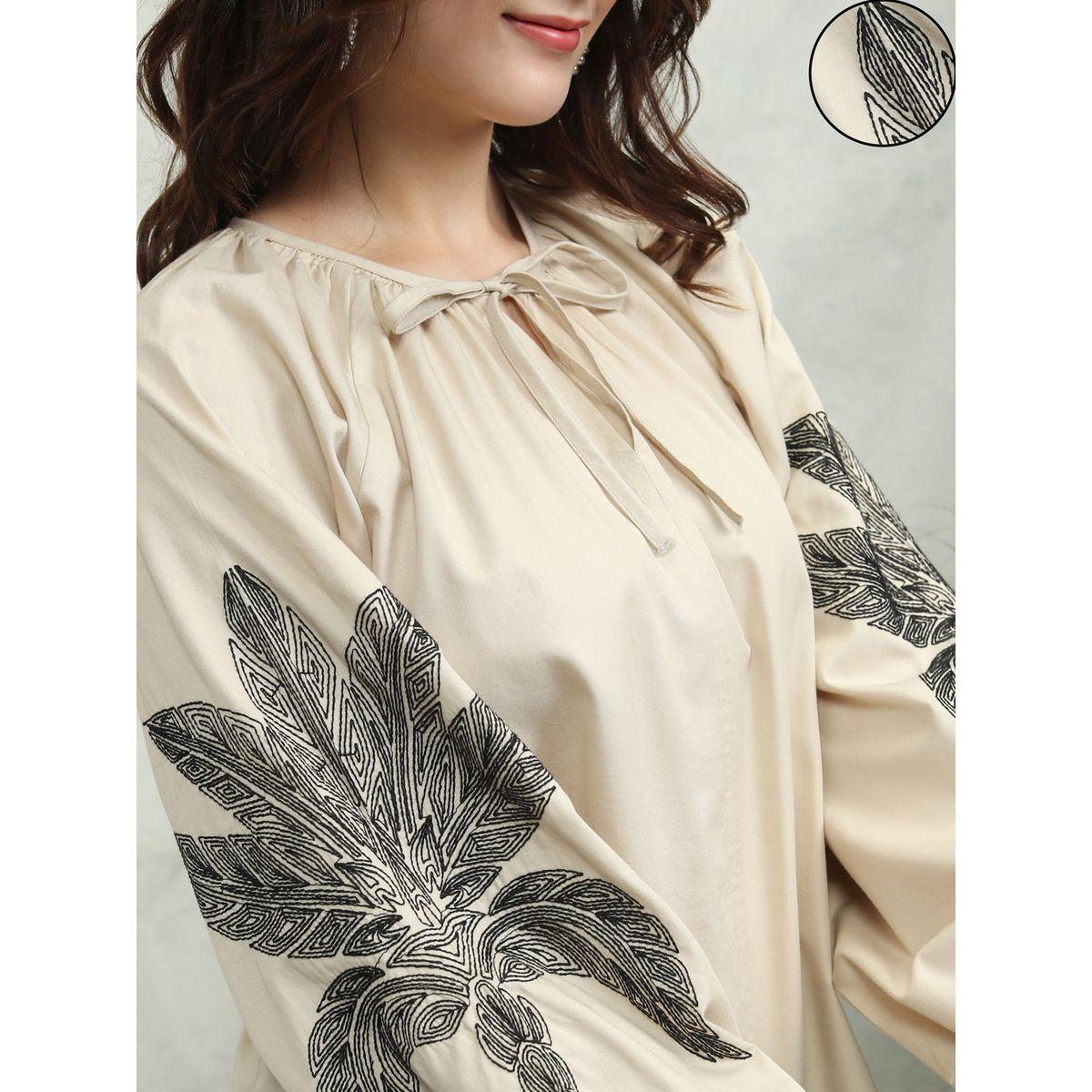 Floral Print Balloon Sleeve Top with Tie-Up Neck-women-clothing-shirtsandblouses-blouses-image-5