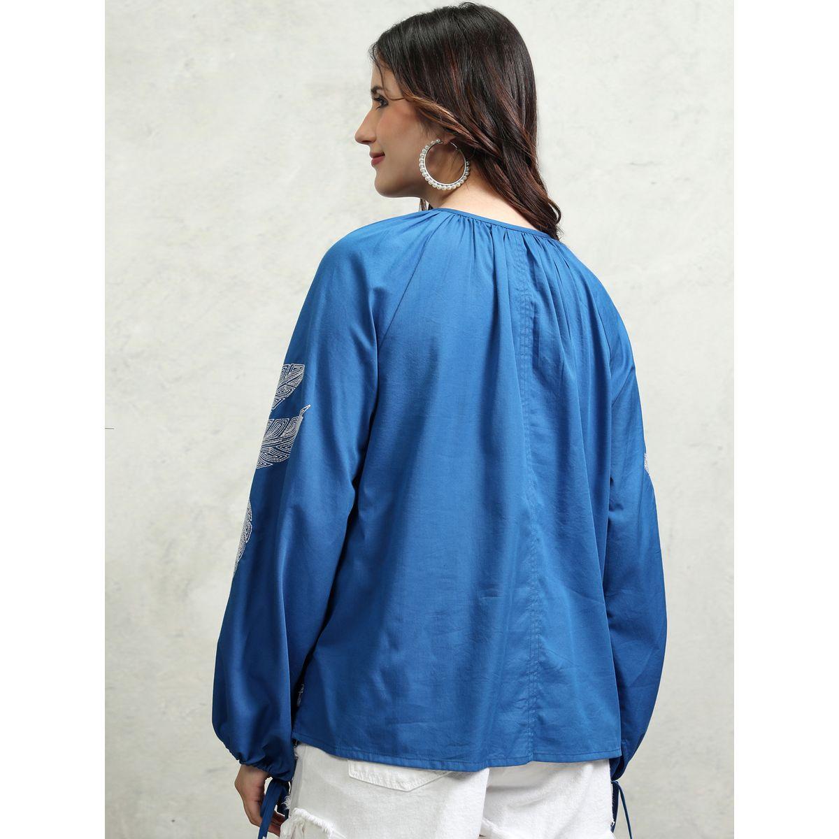 بلوزة بطبعة زهور وأكمام بالون مع ياقة بأربطة-women-clothing-shirtsandblouses-blouses-image-3