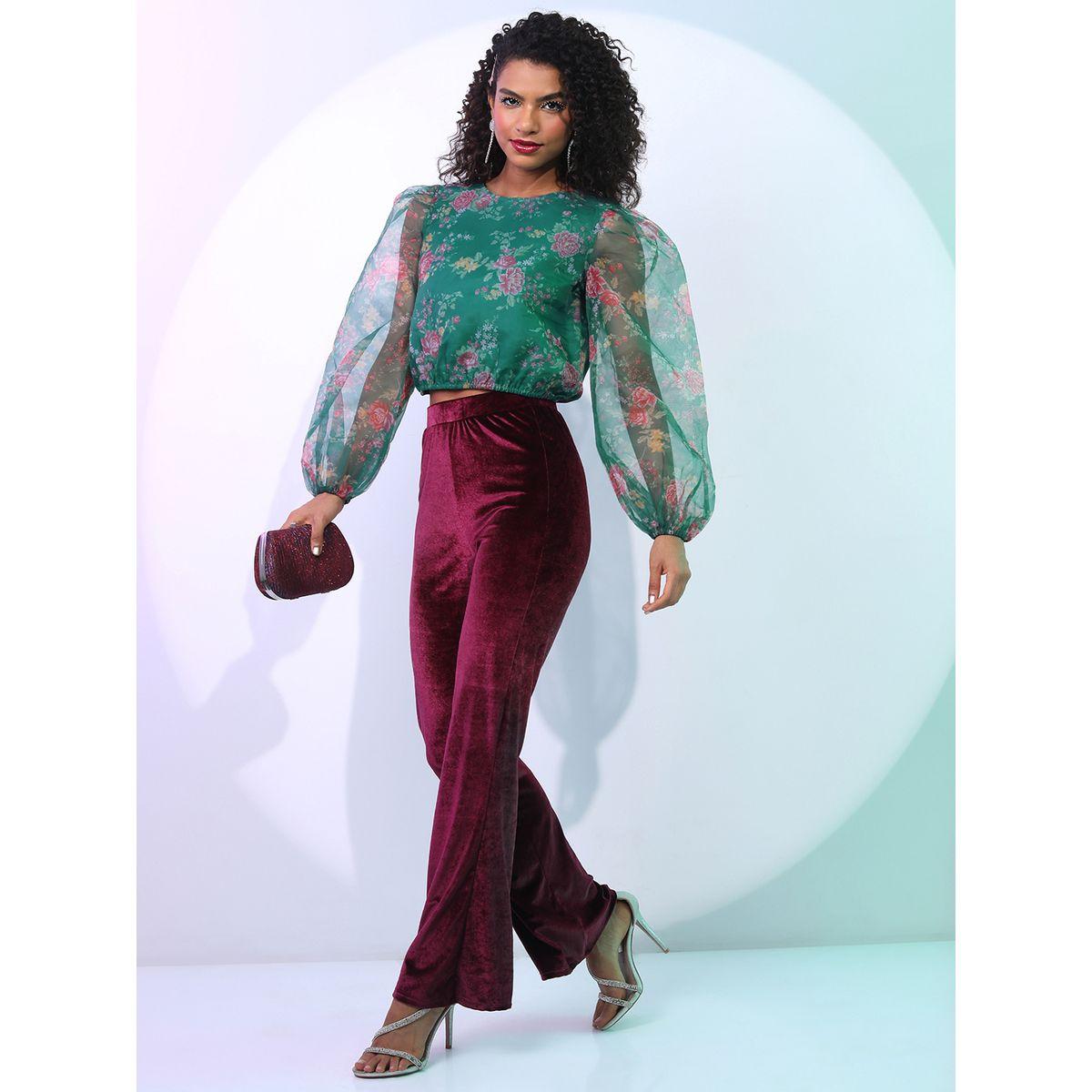 بلوزة قصيرة بطبعة زهور وأكمام بالون-women-clothing-tshirts-image-2