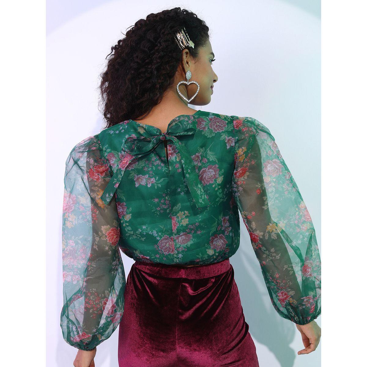 بلوزة قصيرة بطبعة زهور وأكمام بالون-women-clothing-tshirts-image-3