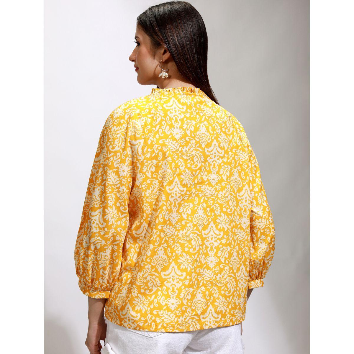 All-Over Print Balloon Sleeve Top with Tie-Up Neck-women-clothing-shirtsandblouses-blouses-image-3