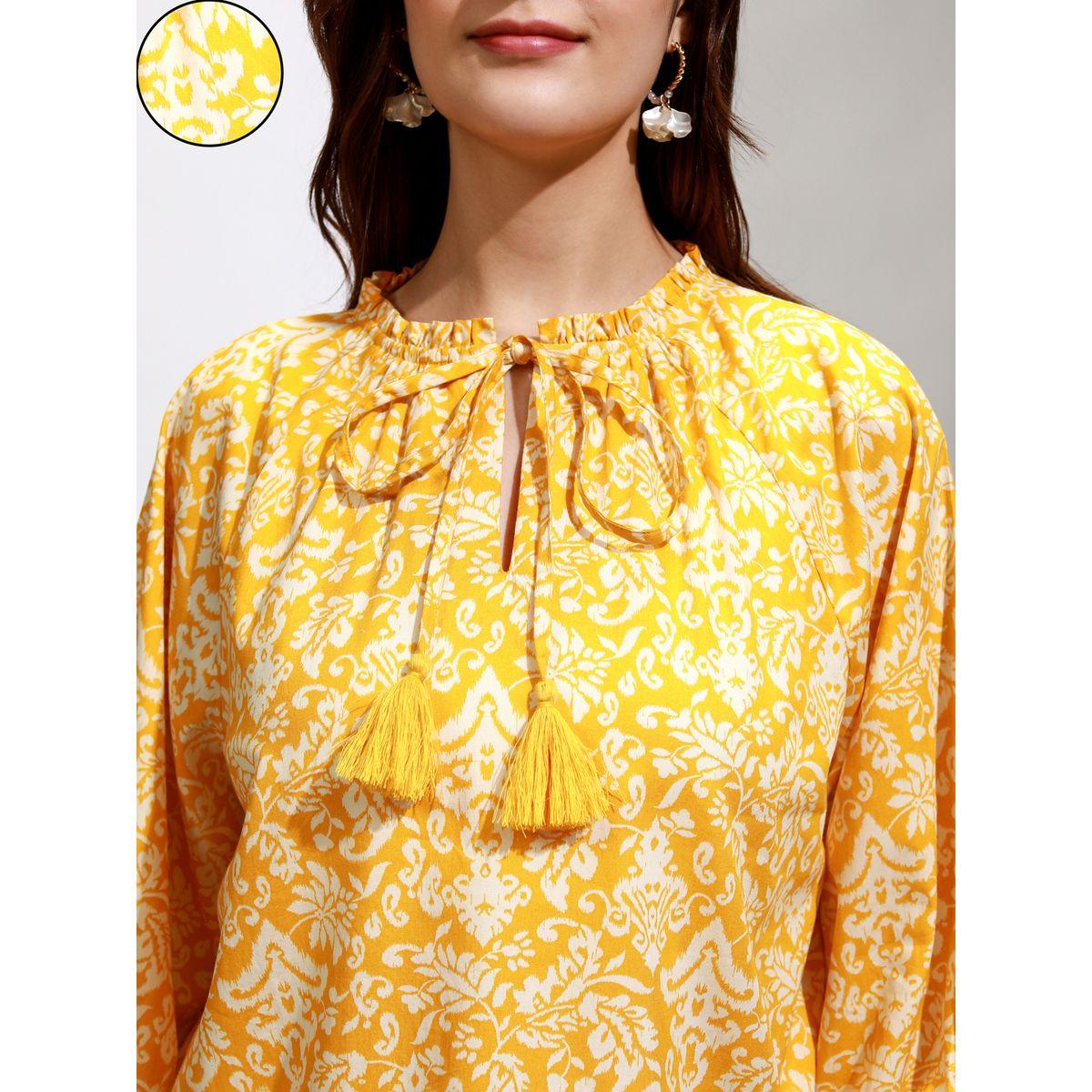All-Over Print Balloon Sleeve Top with Tie-Up Neck-women-clothing-shirtsandblouses-blouses-image-5