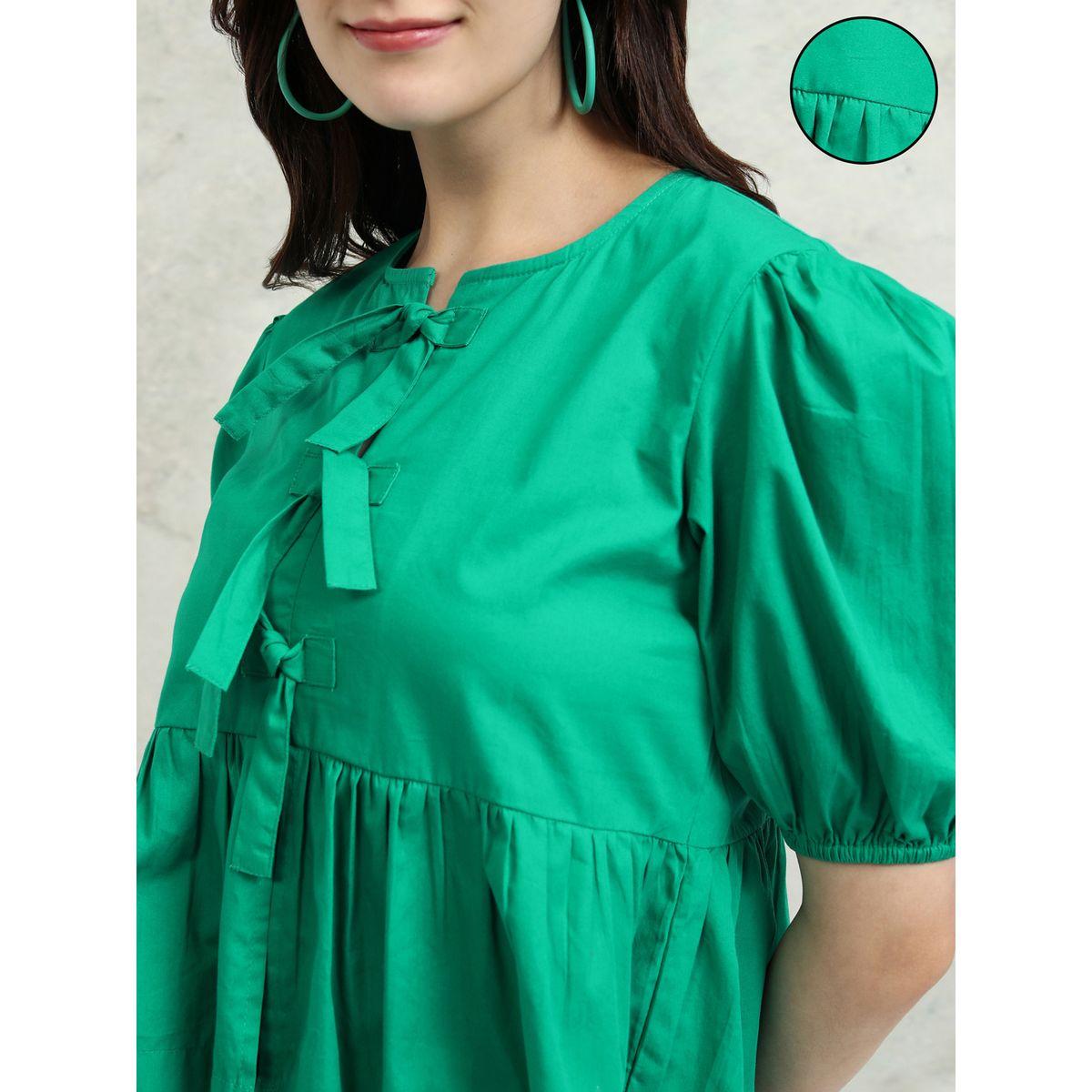 Solid Puff Sleeve Top with Tie-Up Detail-women-clothing-shirtsandblouses-blouses-image-5