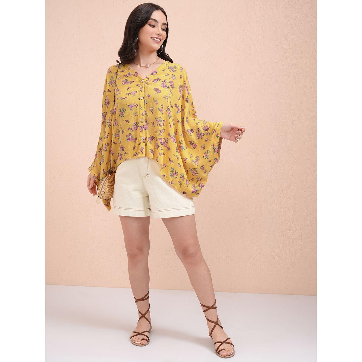All-Over Floral Print Batwing Sleeve Kaftan Top-women-clothing-shirtsandblouses-blouses-image-2