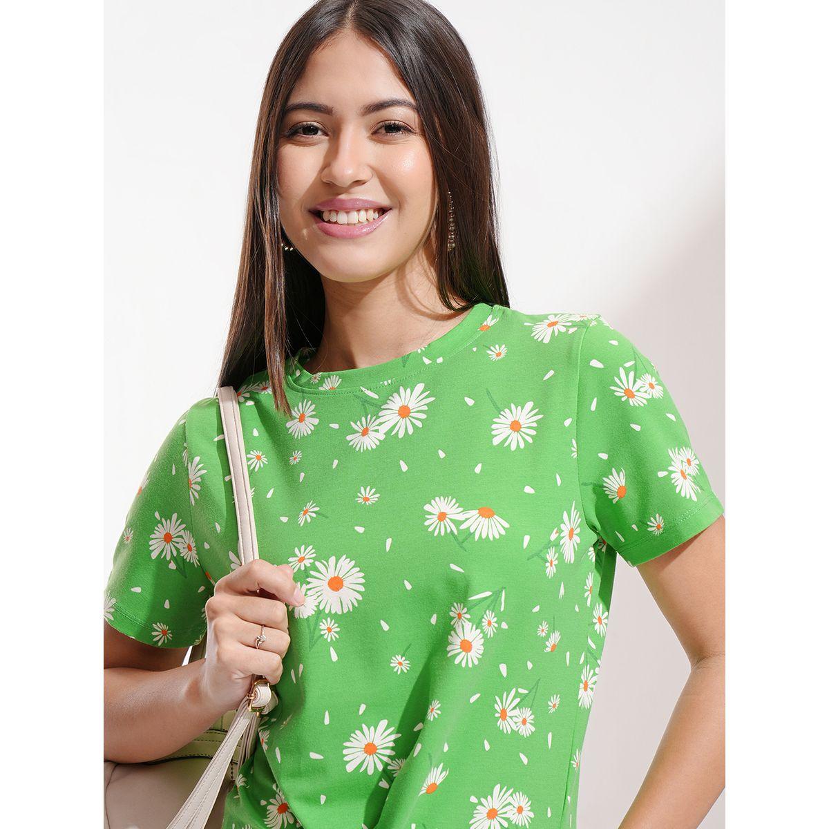 All-Over Floral Print Round Neck Top with Tie-Up Detail-women-clothing-shirtsandblouses-blouses-image-1