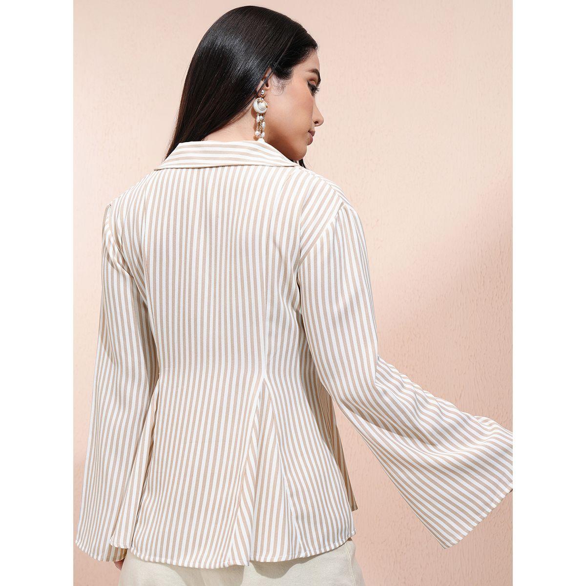 بلوزة مخططة بأكمام بنمط جرس وتفاصيل ربطة-women-clothing-shirtsandblouses-shirts-image-3