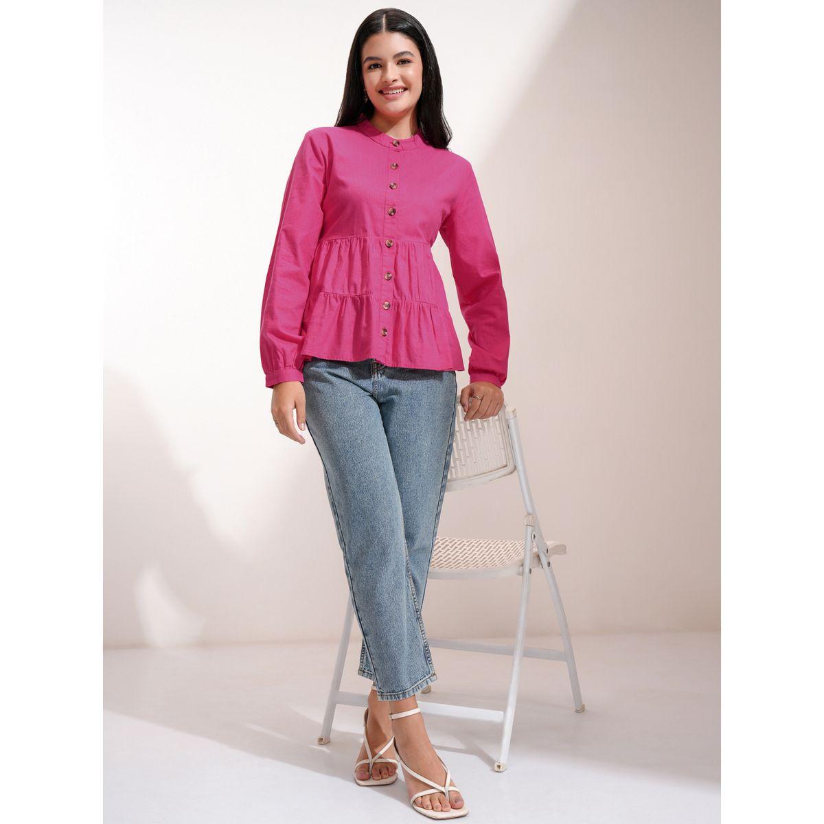 بلوزة بياقة ماندارين وتفاصيل كسرات-women-clothing-shirtsandblouses-blouses-image-2