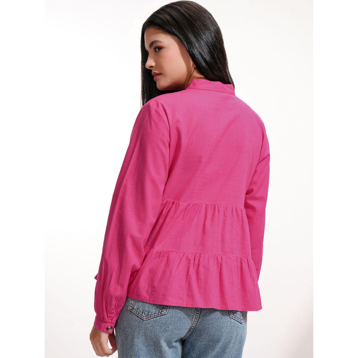 Mandarin Collar Cotton Tiered Top-women-clothing-shirtsandblouses-blouses-image-3
