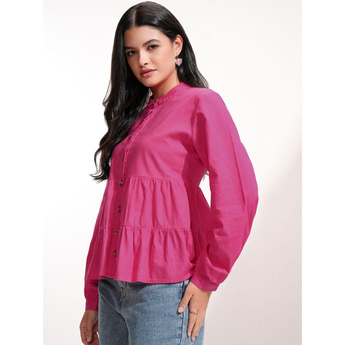 Mandarin Collar Cotton Tiered Top-women-clothing-shirtsandblouses-blouses-image-4