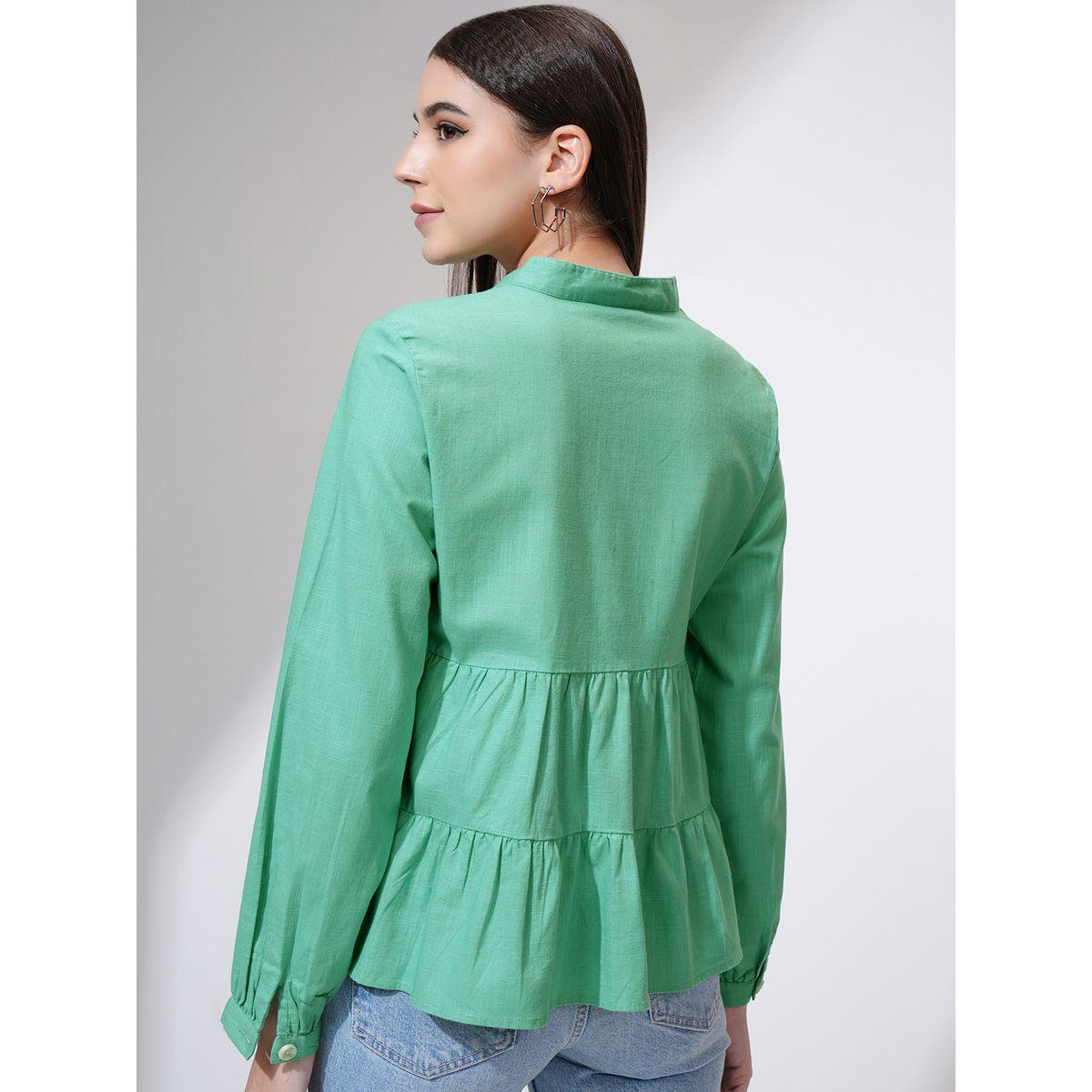 بلوزة بياقة ماندارين وتفاصيل كسرات طوكيو توكيز × ستايلي-women-clothing-shirtsandblouses-blouses-image-3