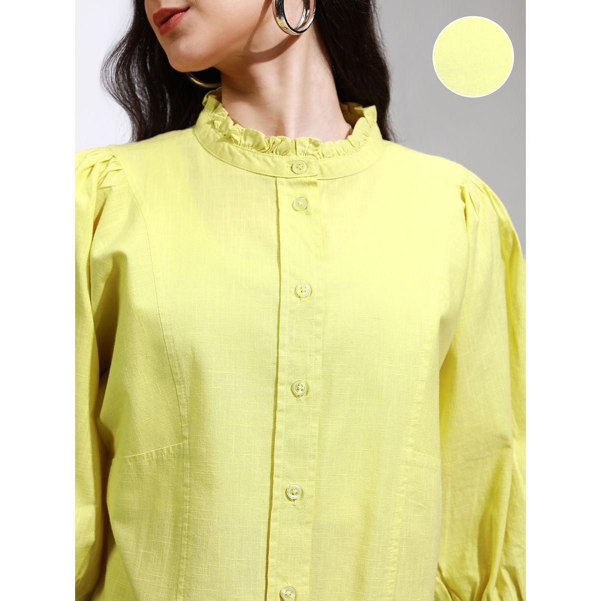 Tokyo Talkies X Styli Solid High Neck Balloon Sleeve Buttoned Top-women-clothing-shirtsandblouses-blouses-image-5