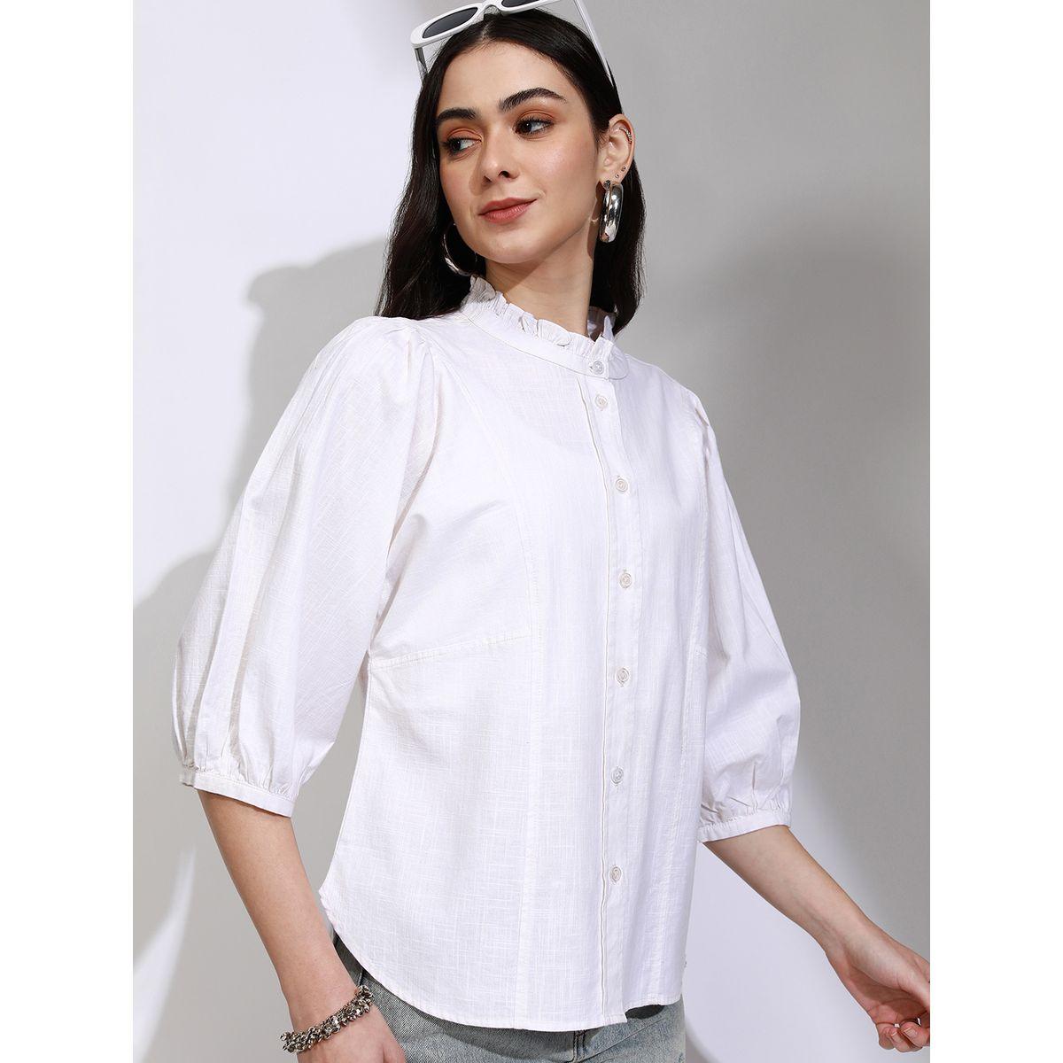 Tokyo Talkies X Styli Solid High Neck Balloon Sleeve Buttoned Top-women-clothing-shirtsandblouses-blouses-image-6