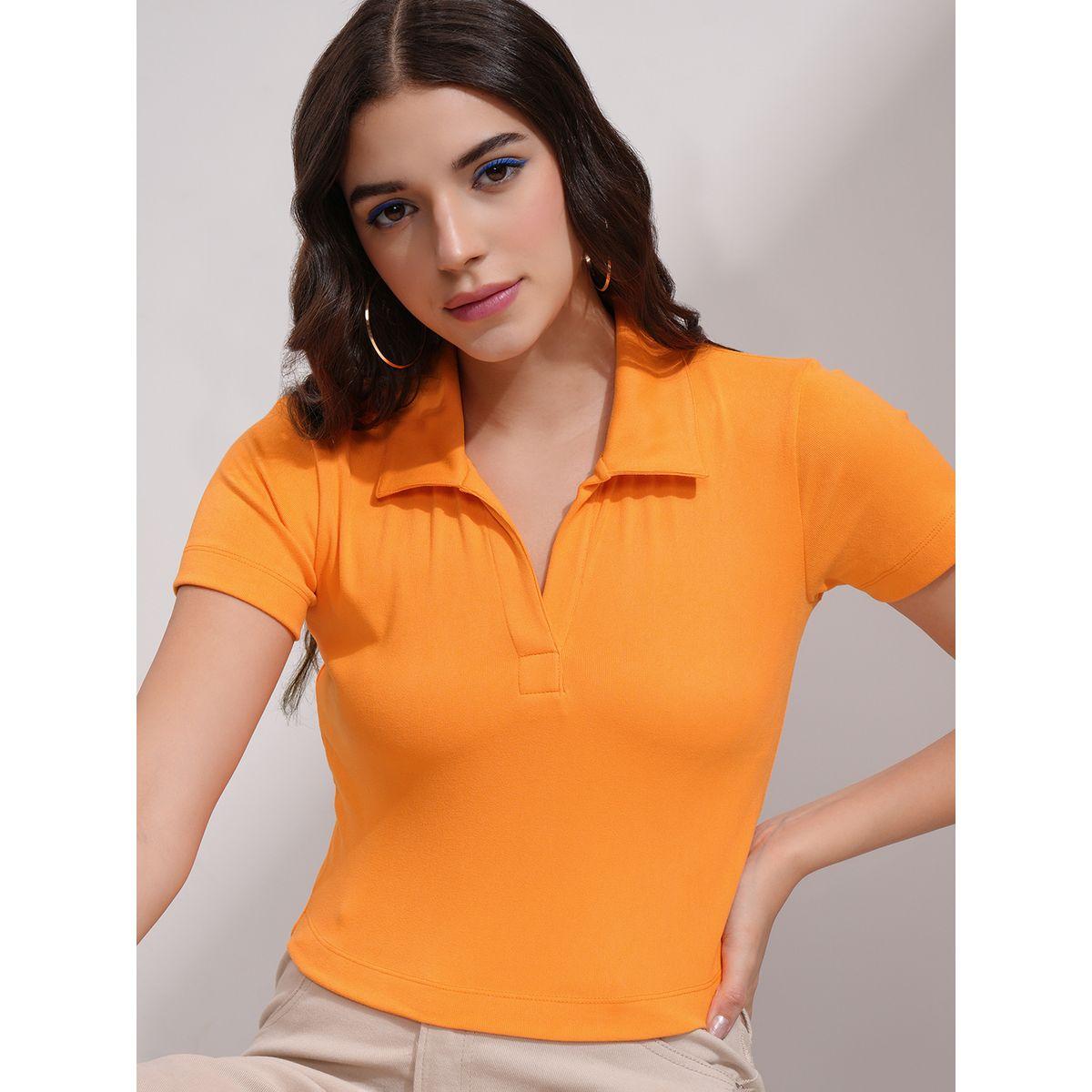 بلوزة سادة قطنية بياقة بولو طوكيو توكيز × ستايلي-women-clothing-tshirts-image-1