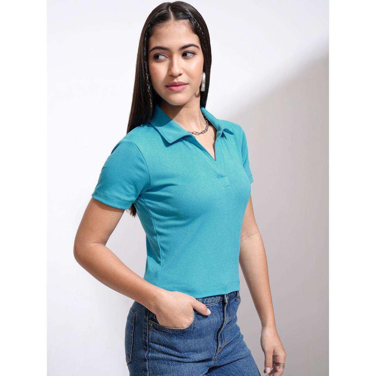 بلوزة سادة قطنية بياقة بولو طوكيو توكيز × ستايلي-women-clothing-tshirts-image-6