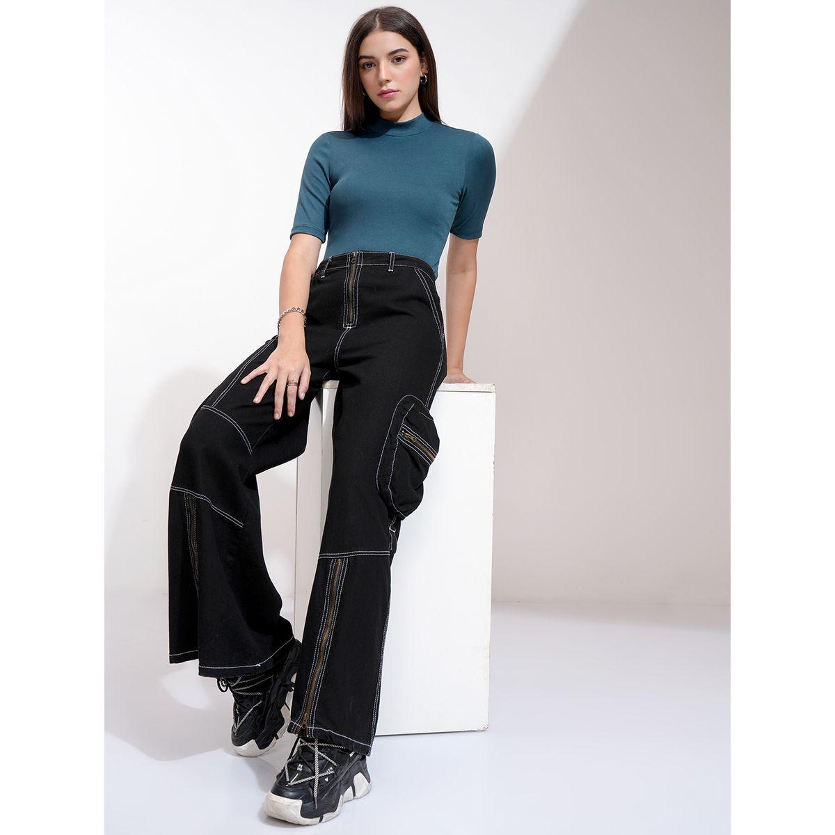 Tokyo Talkies X Styli Solid High Neck Fitted Knit Top-women-clothing-shirtsandblouses-blouses-image-2