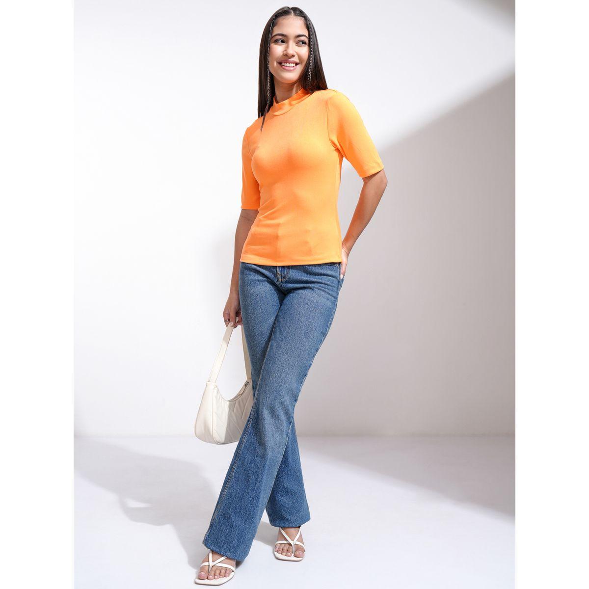 Tokyo Talkies X Styli Solid High Neck Fitted Knit Top-women-clothing-shirtsandblouses-blouses-image-2