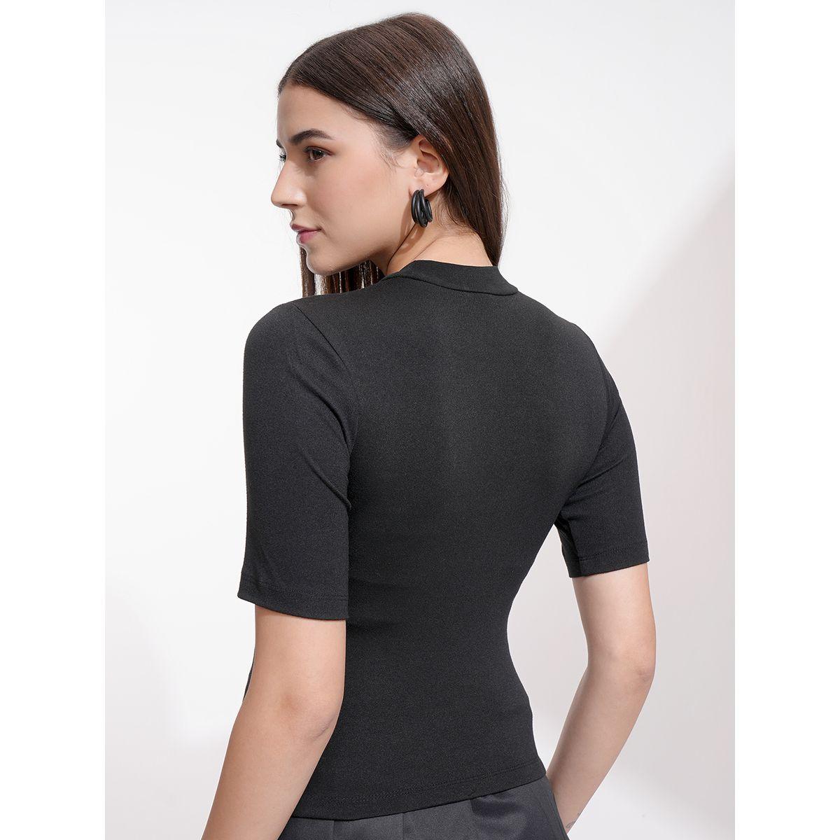 Tokyo Talkies X Styli Solid High Neck Fitted Knit Top-women-clothing-shirtsandblouses-blouses-image-3