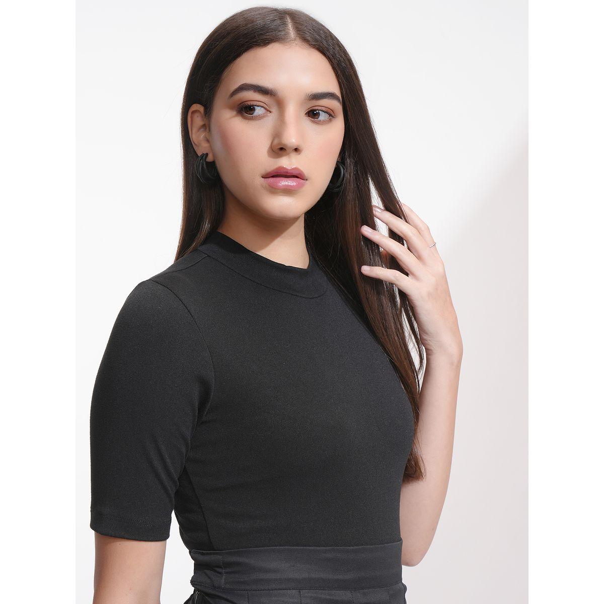Tokyo Talkies X Styli Solid High Neck Fitted Knit Top-women-clothing-shirtsandblouses-blouses-image-6