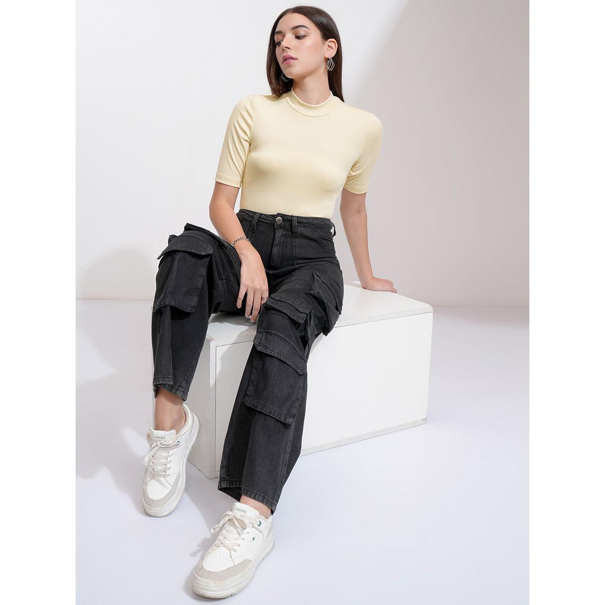 Tokyo Talkies X Styli Solid Round Neck Fitted Knit Top-women-clothing-shirtsandblouses-blouses-image-2