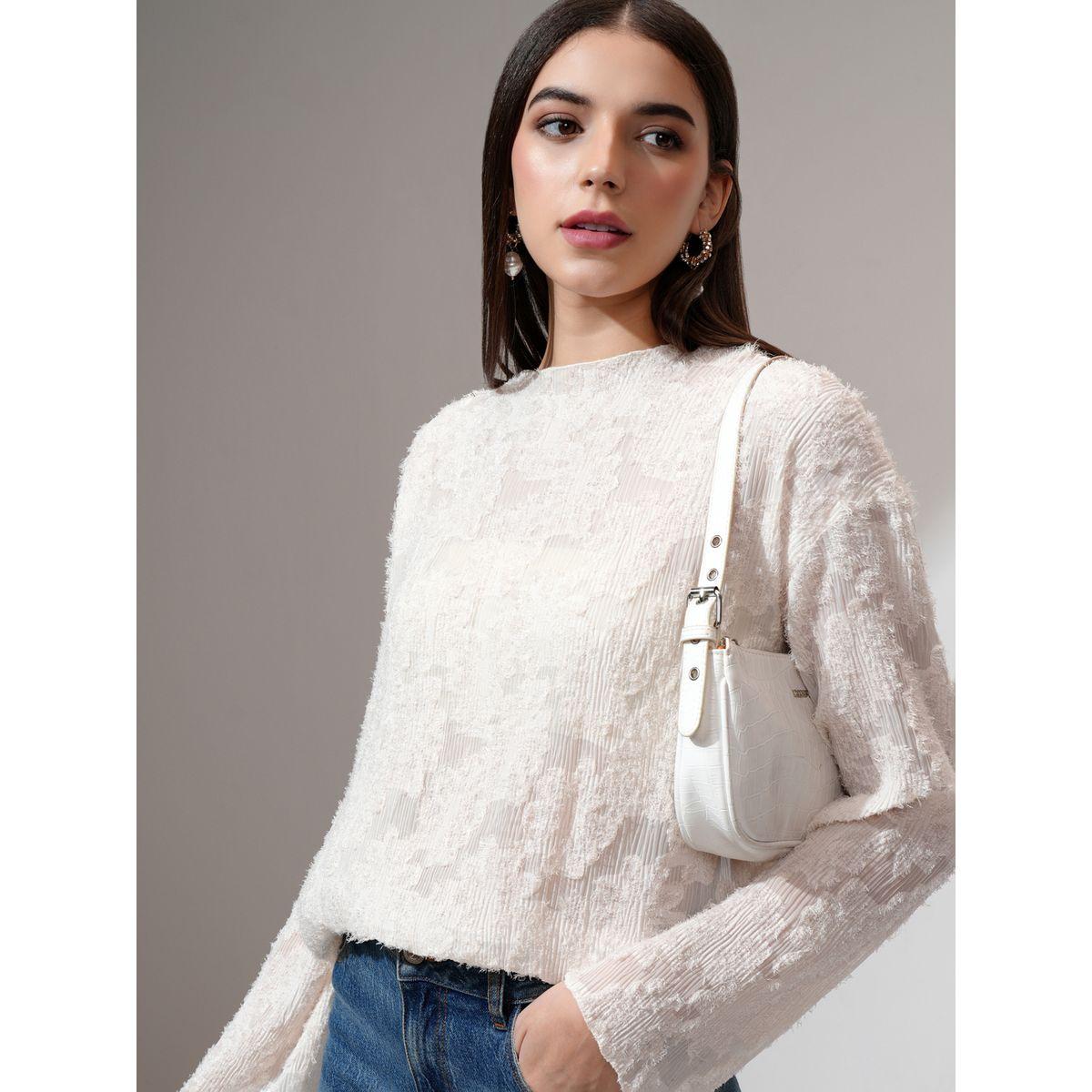 Tokyo Talkies X Styli Regular Fit Textured Round Neck Top-women-clothing-shirtsandblouses-blouses-image-1