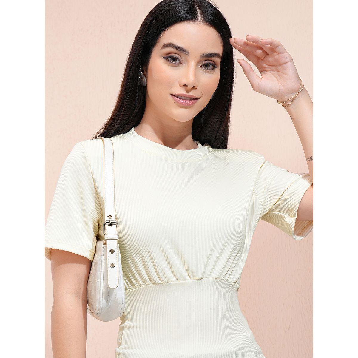 Tokyo Talkies X Styli Ribbed Round Neck Fitted Waist Top-women-clothing-shirtsandblouses-blouses-image-1