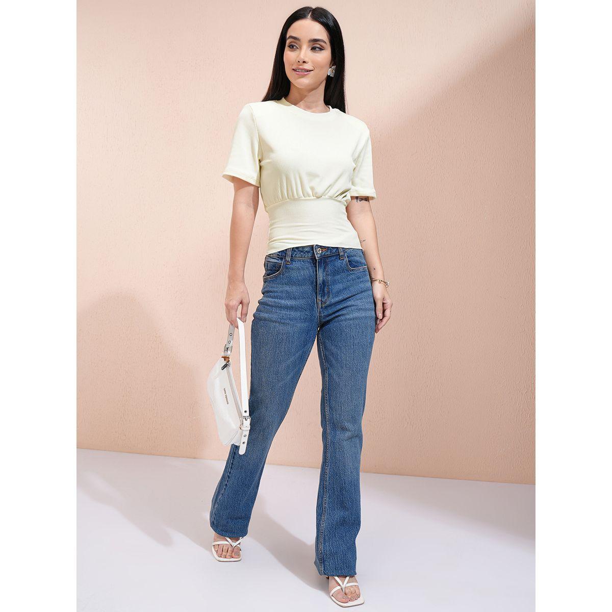 Tokyo Talkies X Styli Ribbed Round Neck Fitted Waist Top-women-clothing-shirtsandblouses-blouses-image-2
