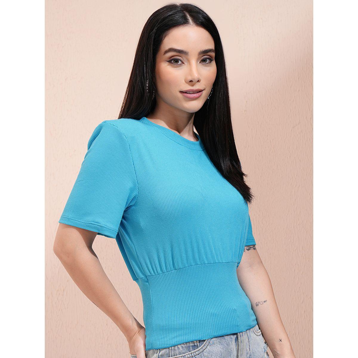 بلوزة بتفاصيل مضلعة وياقة دائرية طوكيو توكيز × ستايلي-women-clothing-shirtsandblouses-blouses-image-6