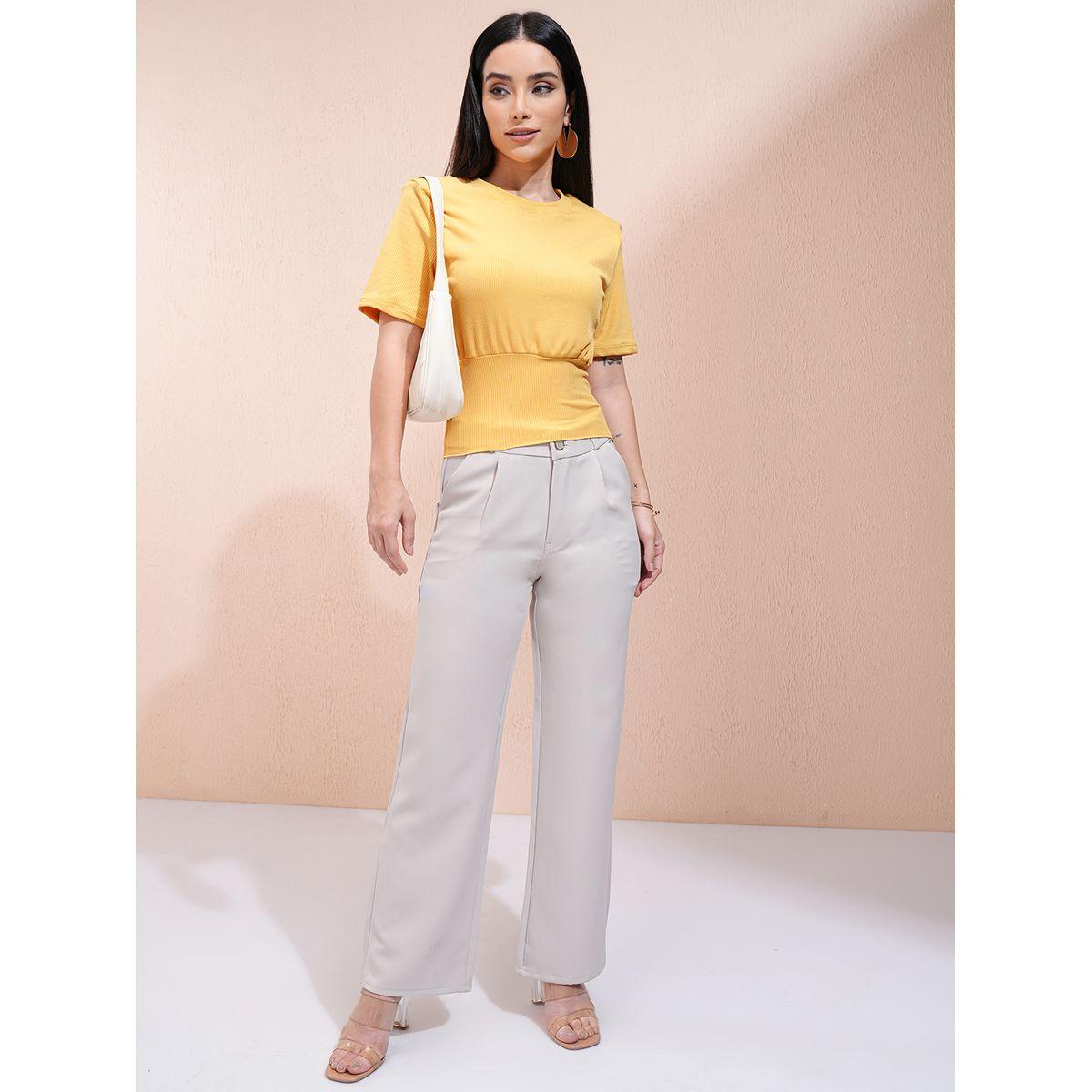 Tokyo Talkies X Styli Ribbed Round Neck Fitted Waist Top-women-clothing-shirtsandblouses-blouses-image-2