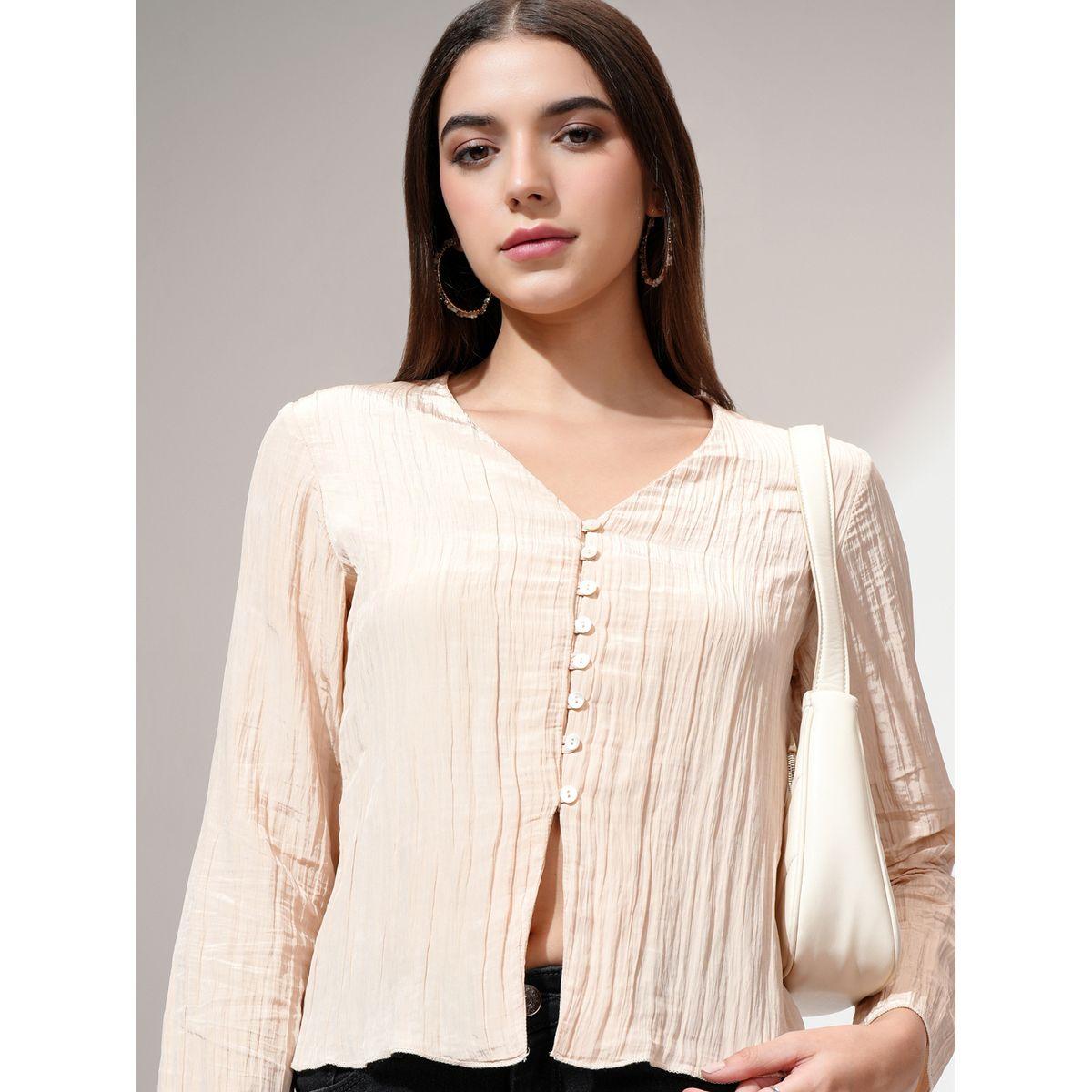 بلوزة بأزرار وتفاصيل بارزة الملمس طوكيو توكيز × ستايلي-women-clothing-shirtsandblouses-blouses-image-1
