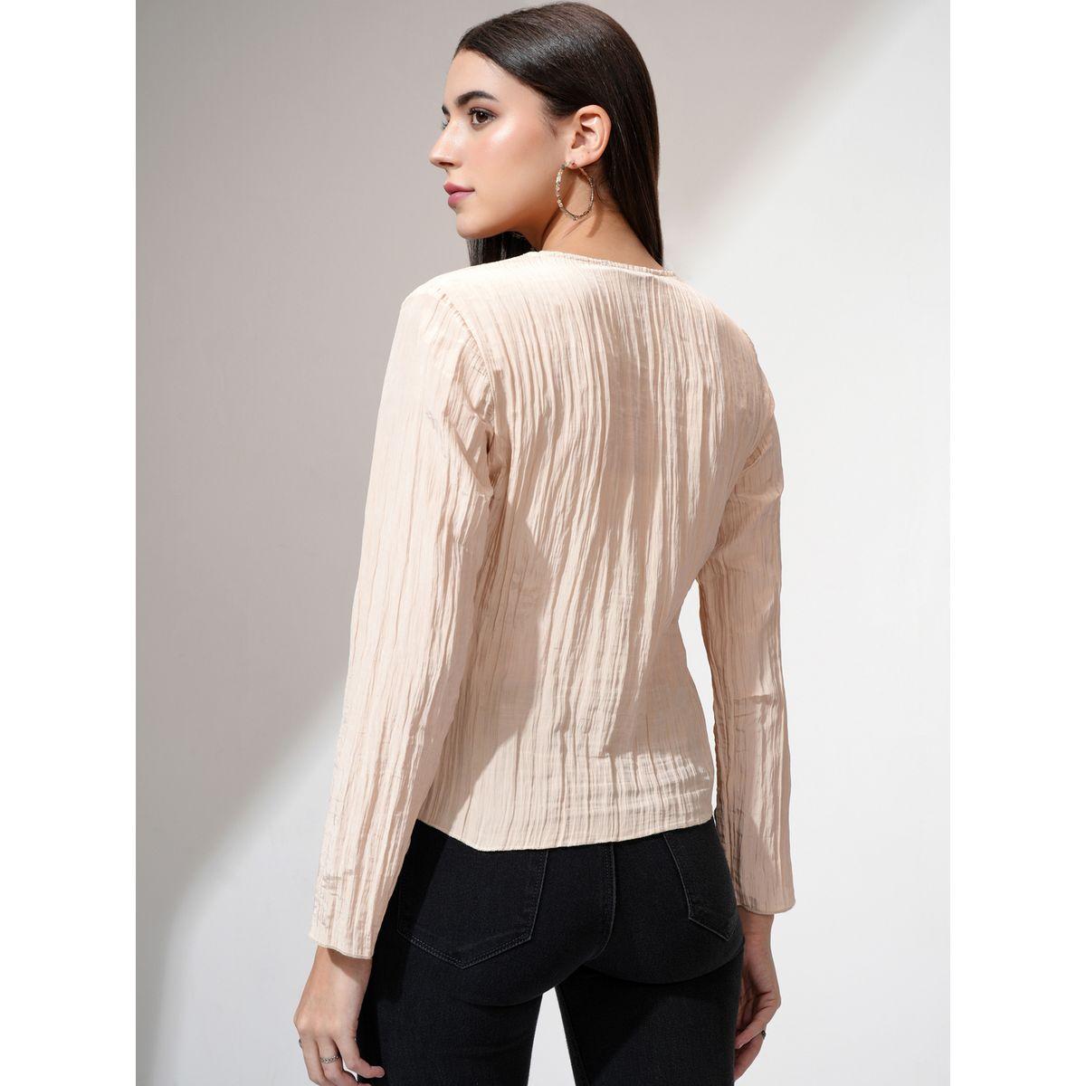 Tokyo Talkies X Styli Textured V-Neck Buttoned Top-women-clothing-shirtsandblouses-blouses-image-3